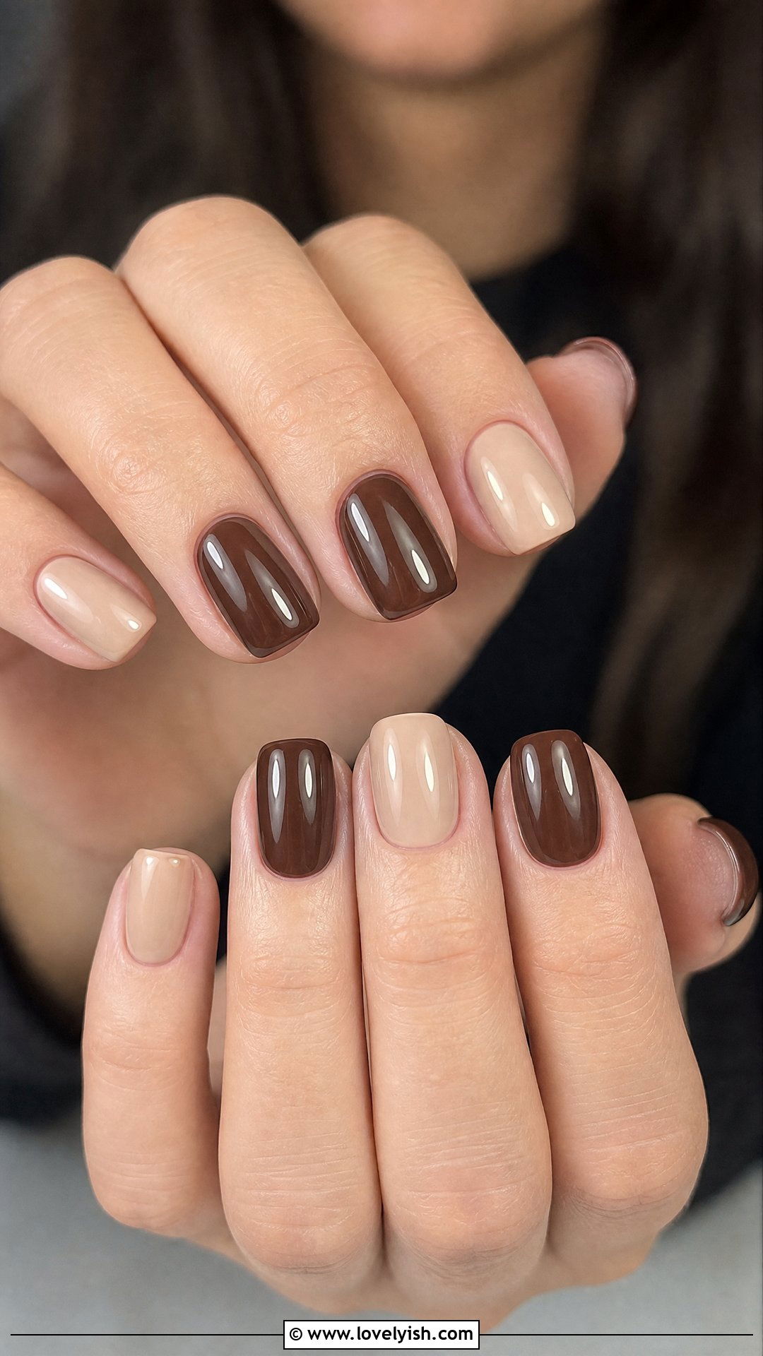 Two Tone Color Block Nails - 38 simple nail art designs - 38 simple nail art designs