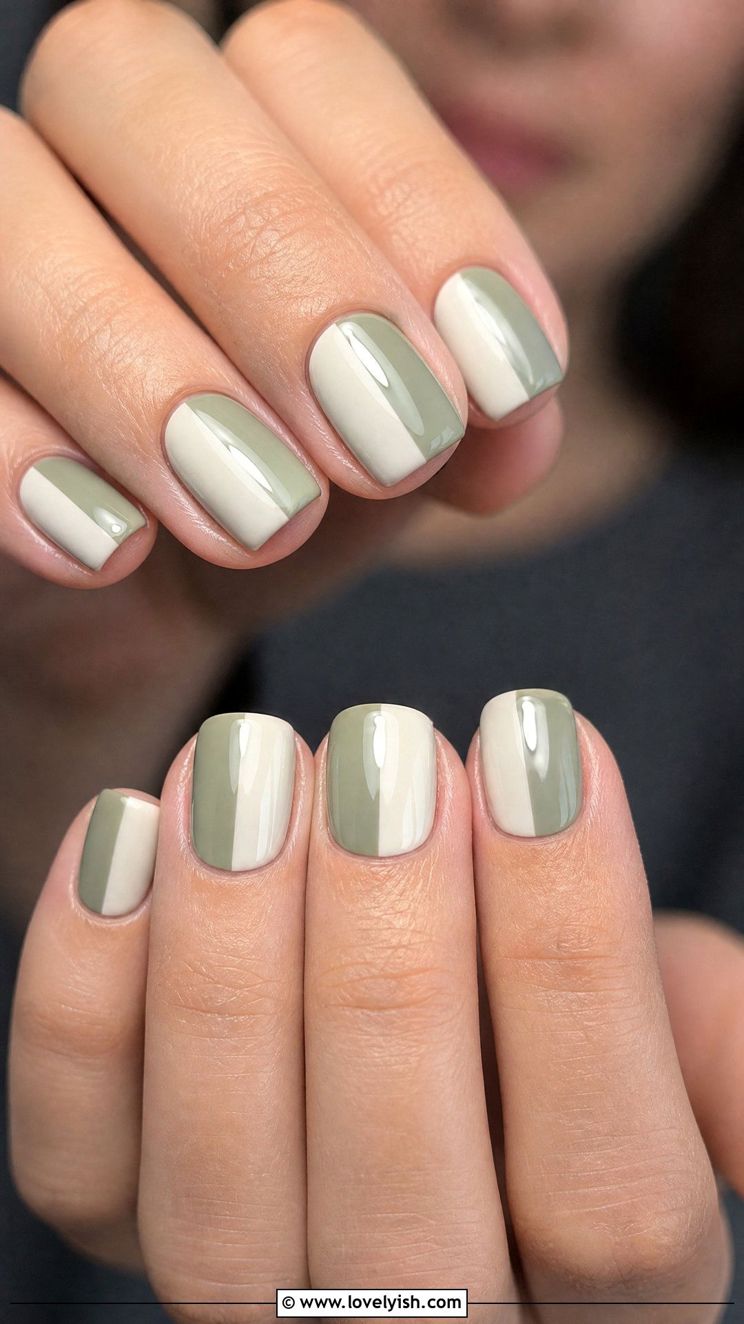 Two Tone Color Block Nails - 46 easy nail designs - 46 easy nail designs