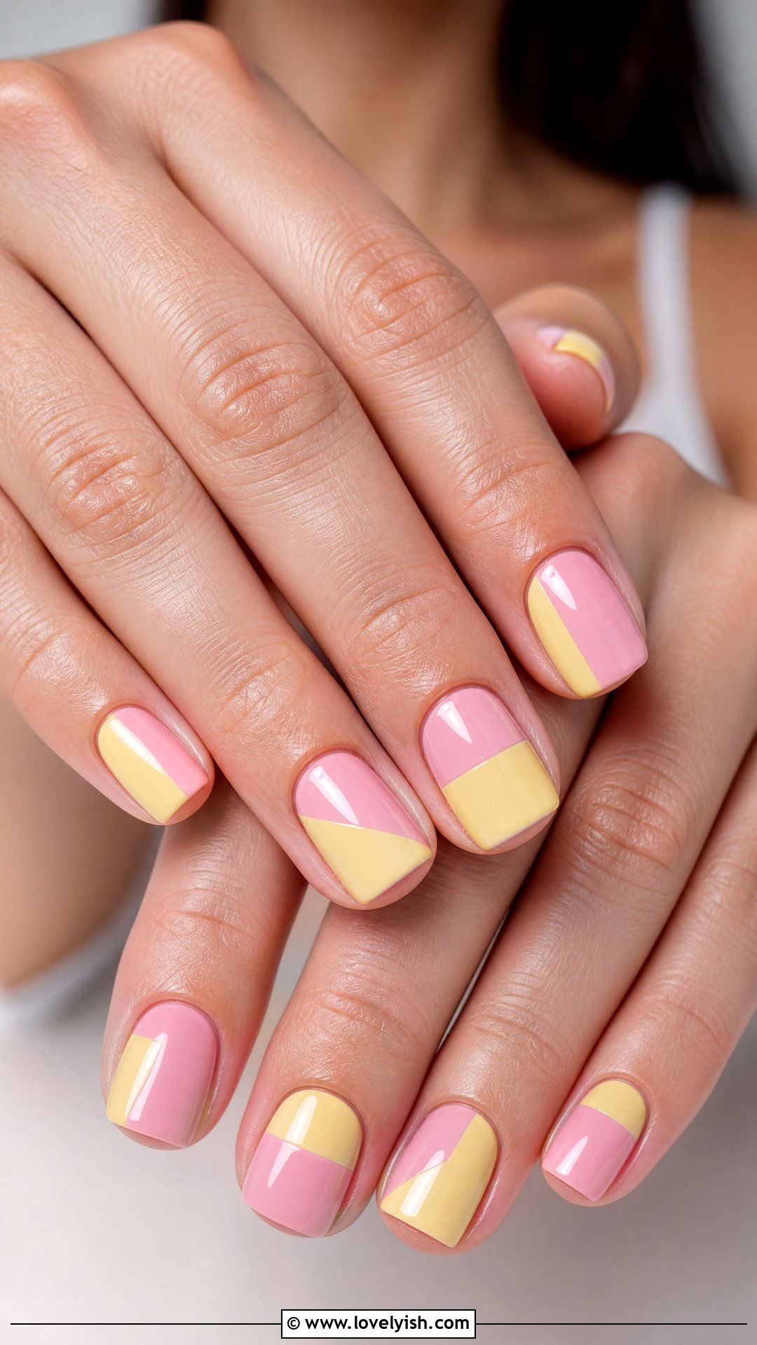 Two Tone Color Block Short Nails - 35 short nails designs - 35 short nails designs