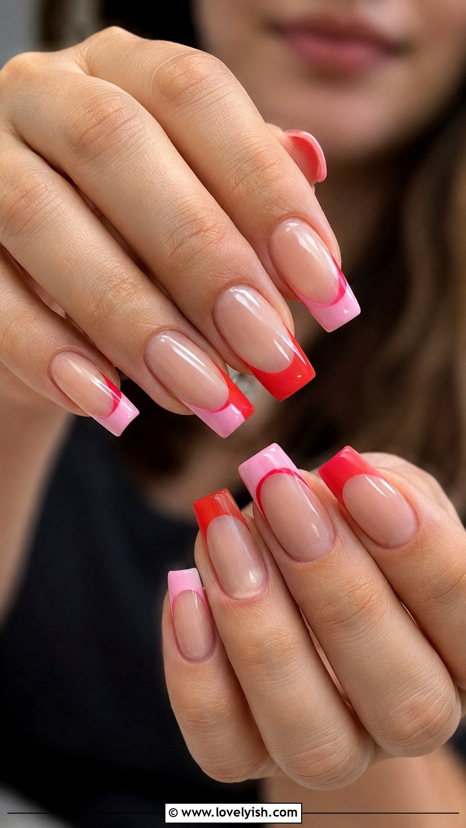 Two Tone French Tip Nail Extensions - 48 nail extensions - 48 nail extensions