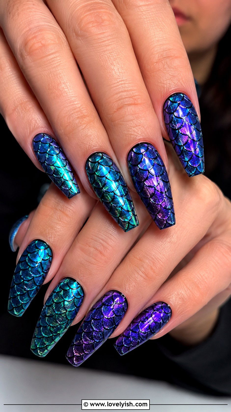Two Tone Mermaid Nails in Blue and Pink - 50 mermaid nails - 50 mermaid nails