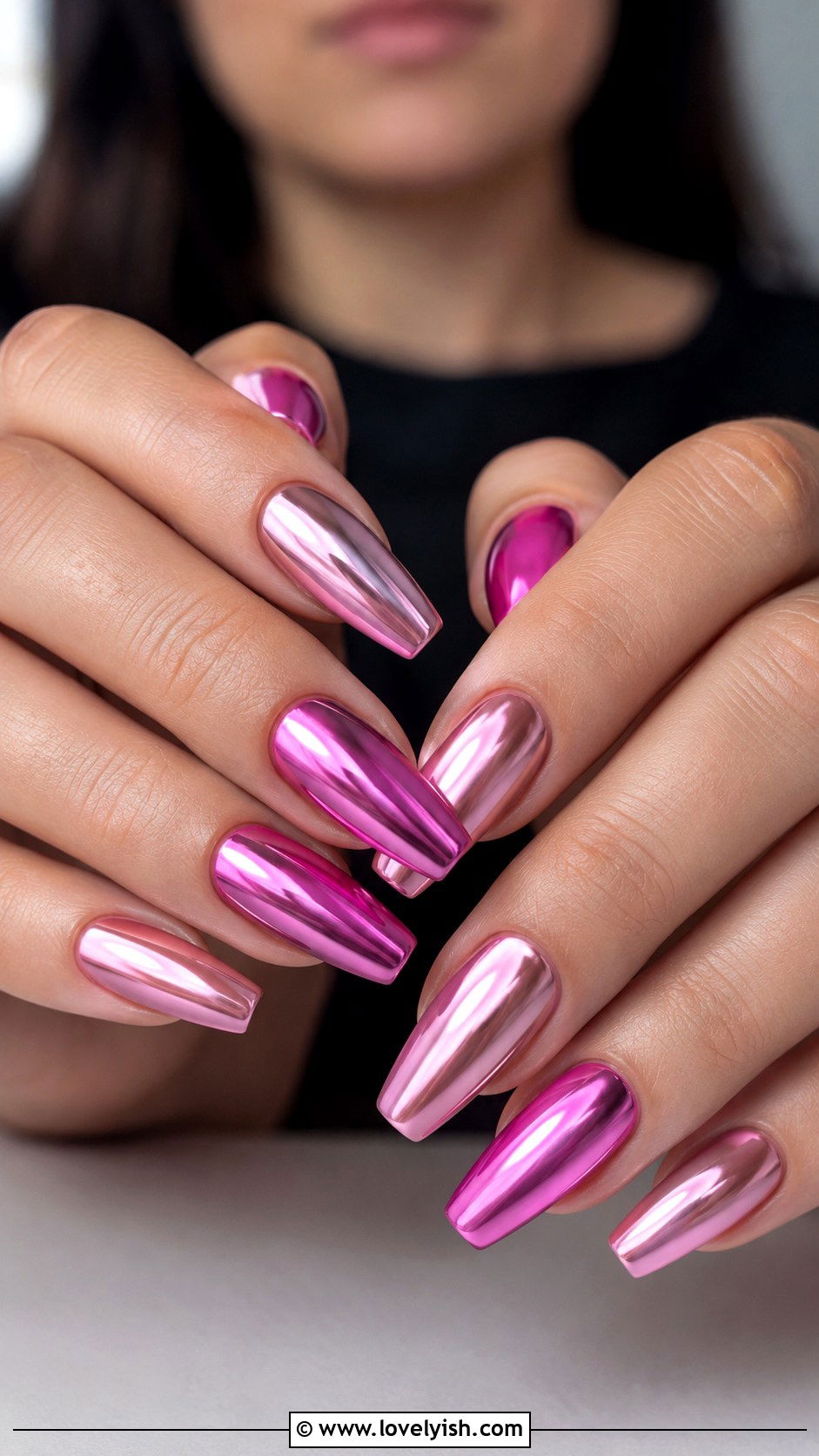 Two Tone Pink Chrome Nails - 50 pink chrome nails - 50 pink chrome nails