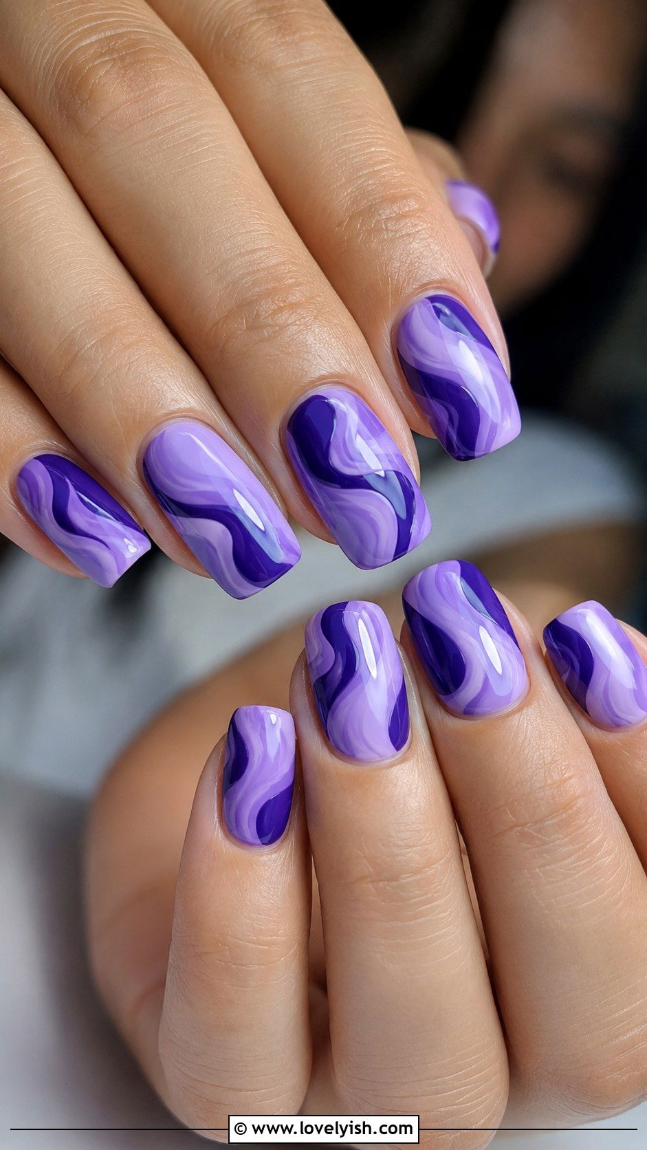 Two Tone Purple Swirl Nails - 33 purple nail design ideas - 33 purple nail design ideas
