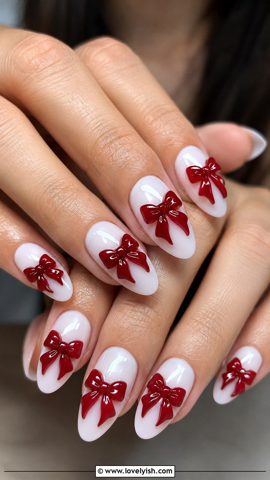 UV Gel Nails With Bow Nail Art - 50 uv gel nails - 50 uv gel nails