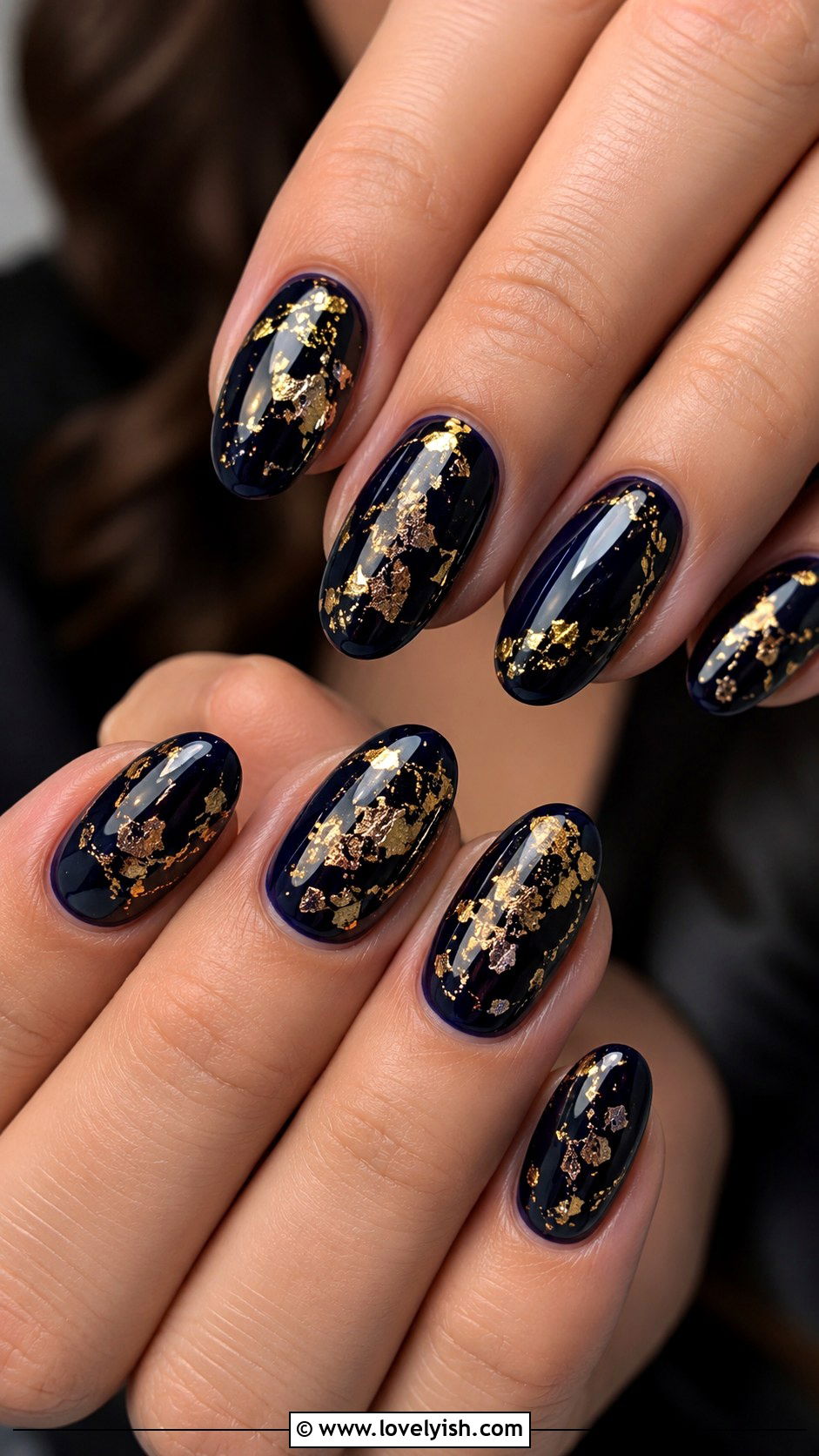 UV Gel Nails With Foil Accents - 50 uv gel nails - 50 uv gel nails