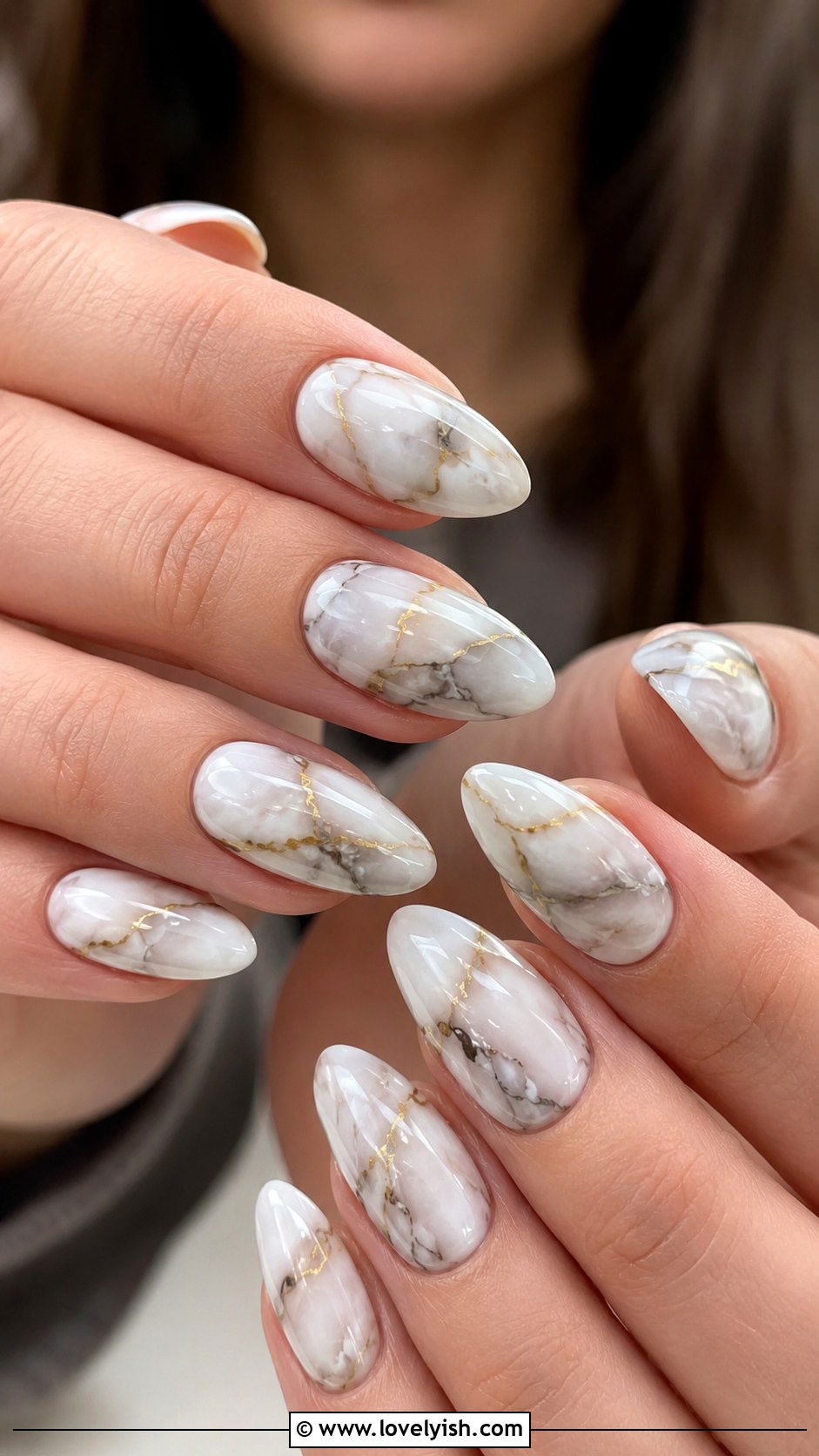 UV Gel Nails With Marble Nail Art - 50 uv gel nails - 50 uv gel nails