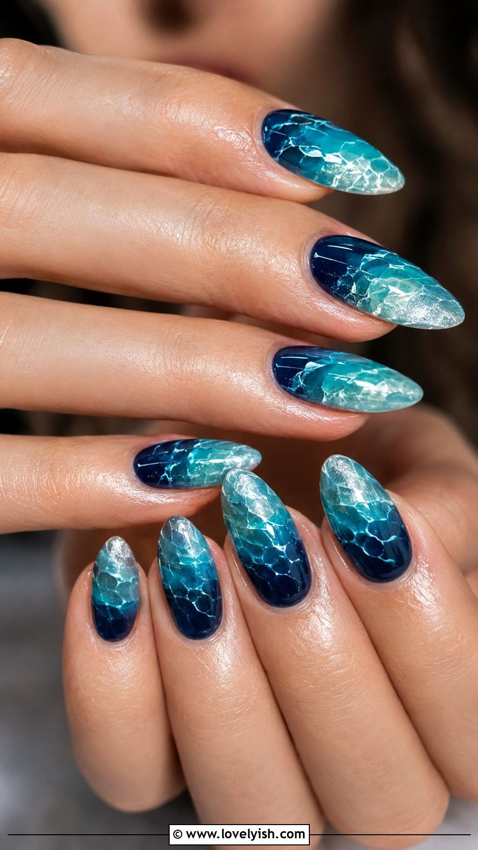 UV Gel Nails With Ocean and Water Art - 50 uv gel nails - 50 uv gel nails