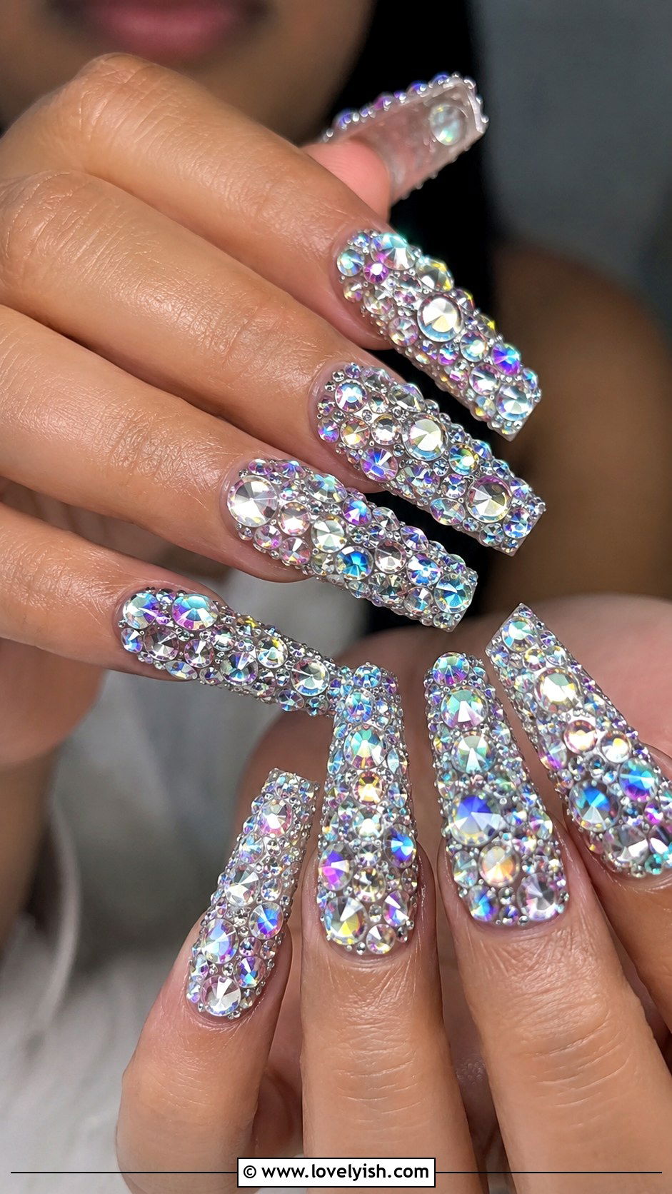 UV Gel Nails With Rhinestone Nail Art - 50 uv gel nails - 50 uv gel nails