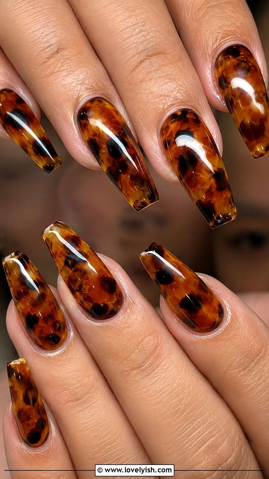 UV Gel Nails With Tortoiseshell Art - 50 uv gel nails - 50 uv gel nails