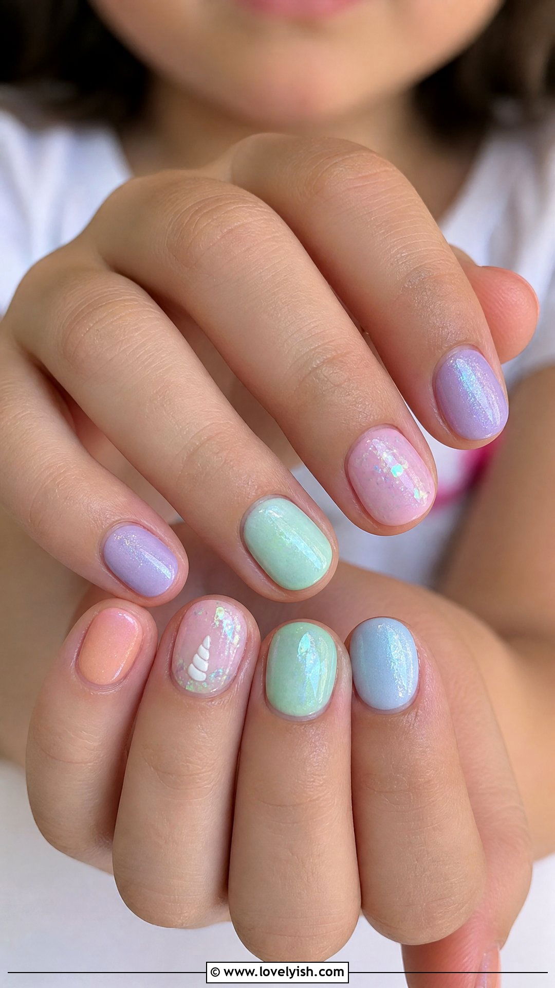 Unicorn Pastel Nails - 32 nail designs for kids - 32 nail designs for kids