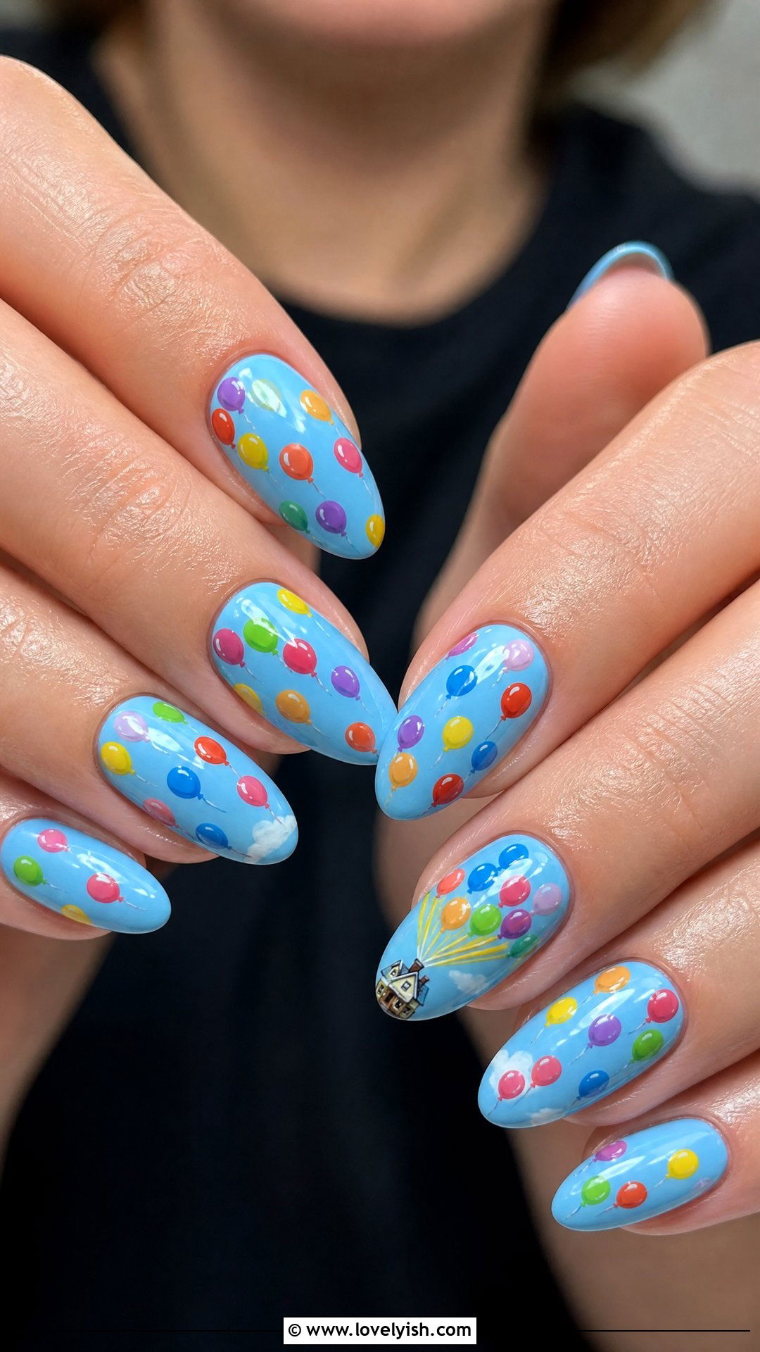 Up Balloon Rainbow Nails - 50 disney nail designs - 50 disney nail designs