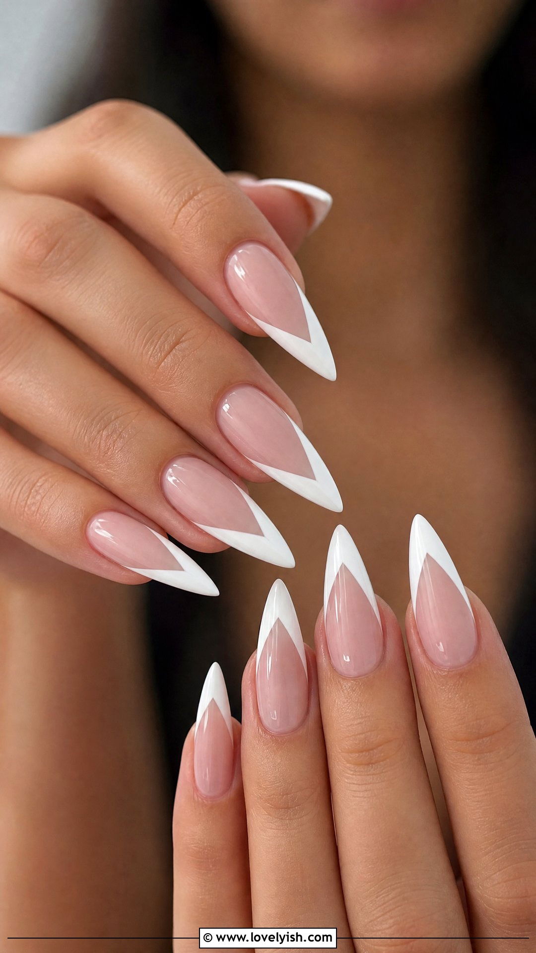V Shaped French Tip - 50 french manicure - 50 french manicure