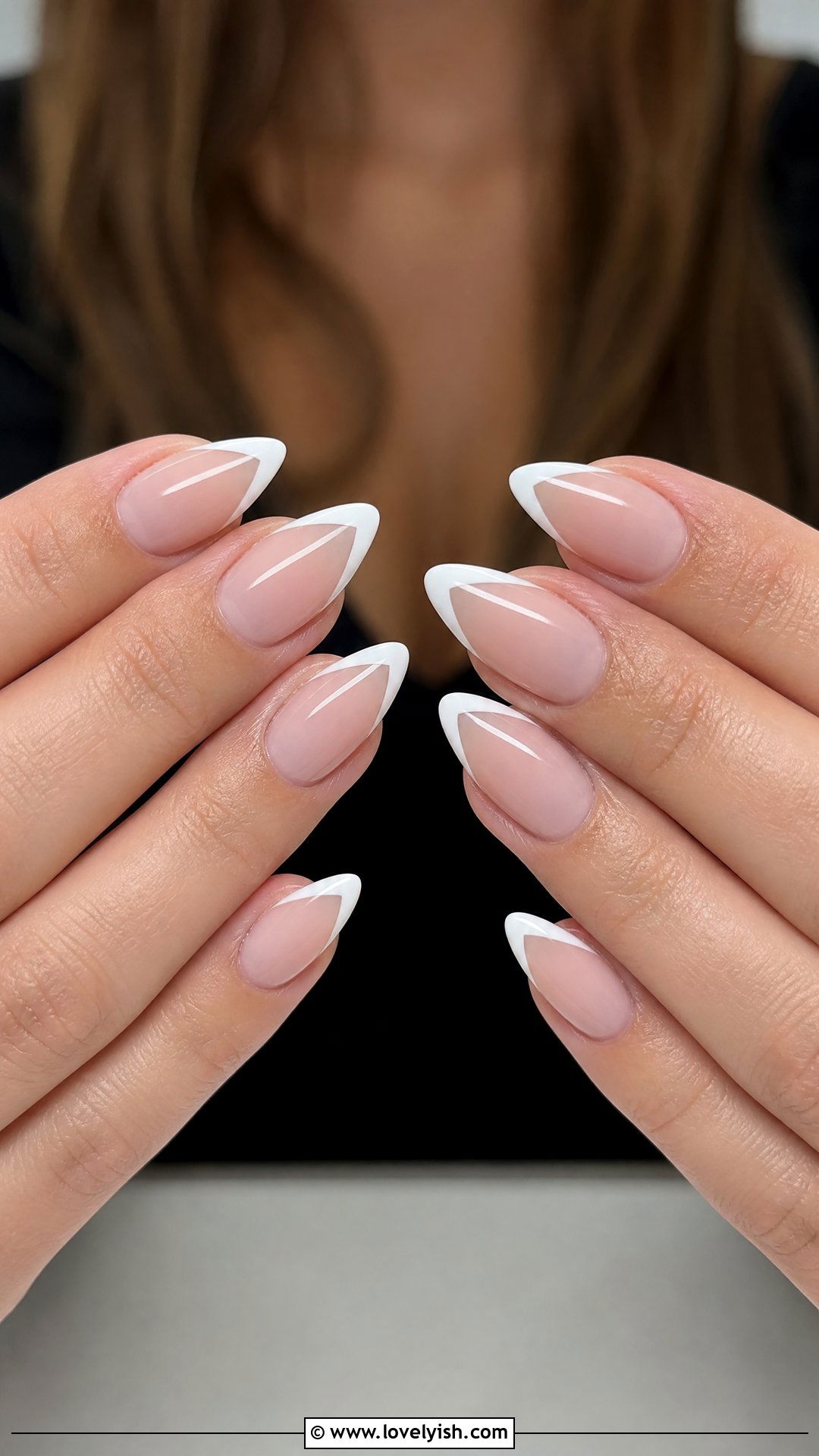 V Shaped French Tip Almond Nails - 25 almond french tip nail designs - 25 almond french tip nail designs