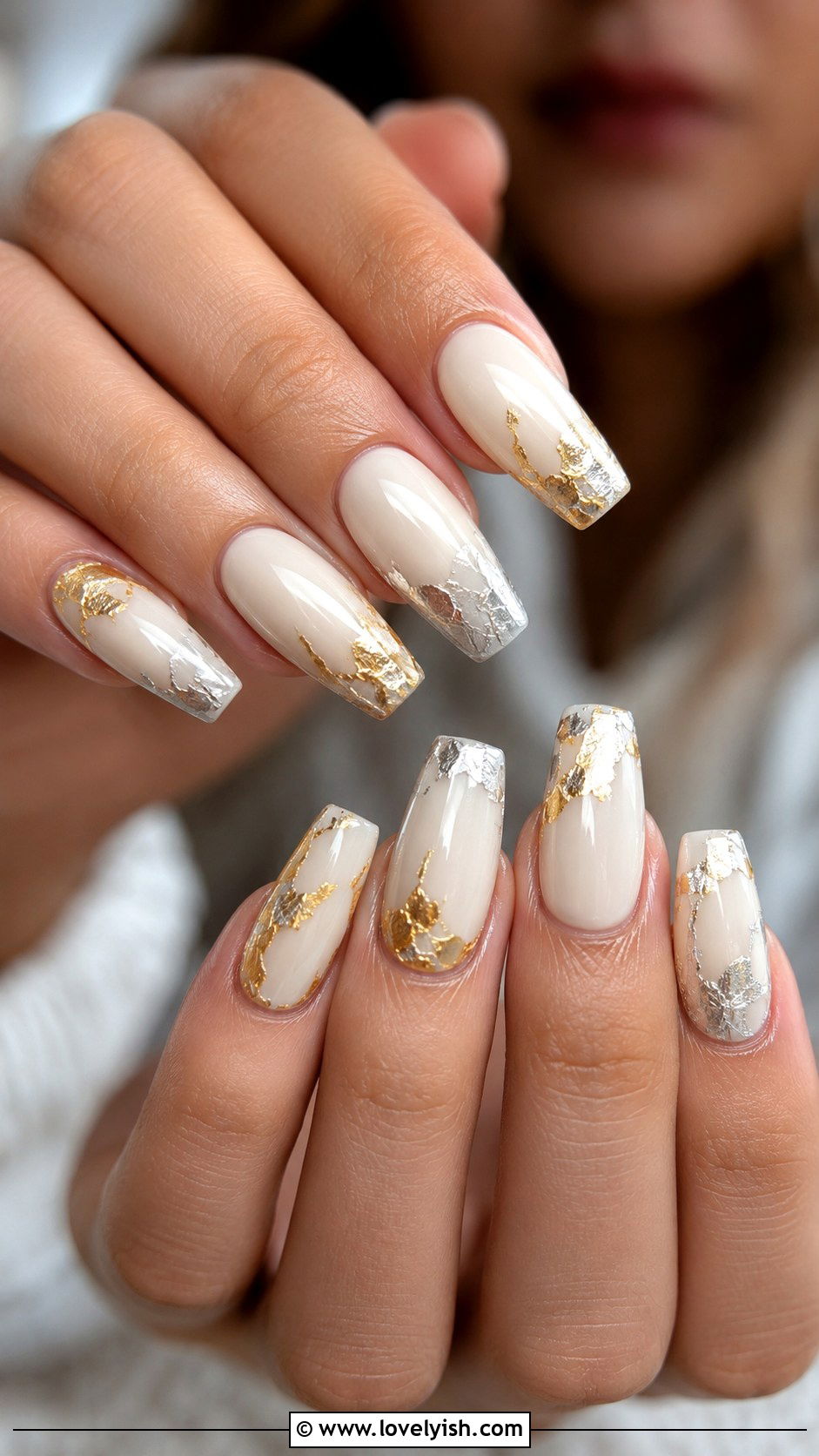 Vanilla Nail with Foil Detail - 50 vanilla girl nails - 50 vanilla girl nails