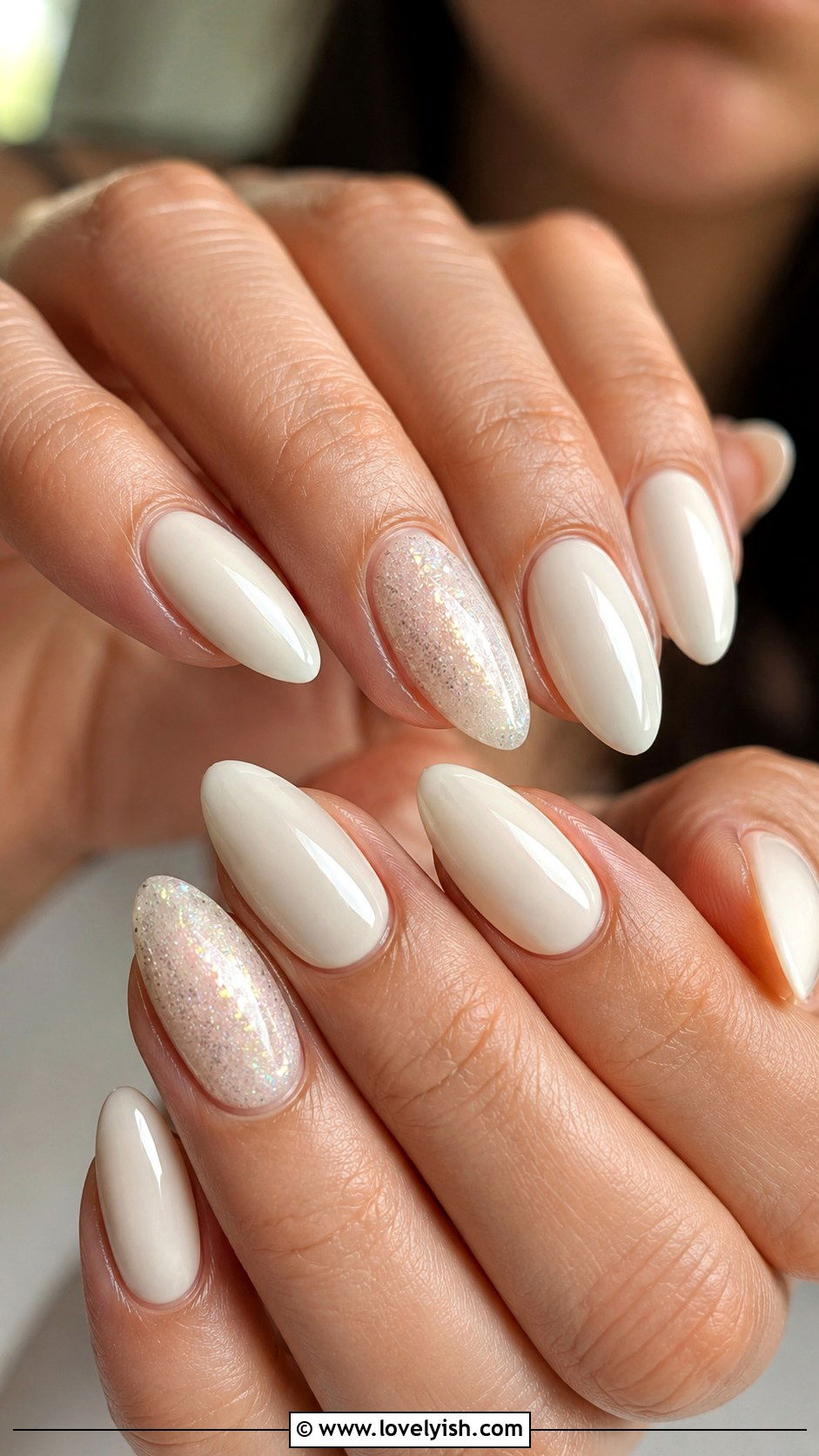 Vanilla Nail with Glitter Accent Nails - 50 vanilla girl nails - 50 vanilla girl nails