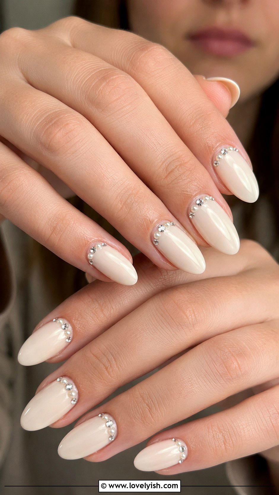 Vanilla Nail with Rhinestone Details - 50 vanilla girl nails - 50 vanilla girl nails