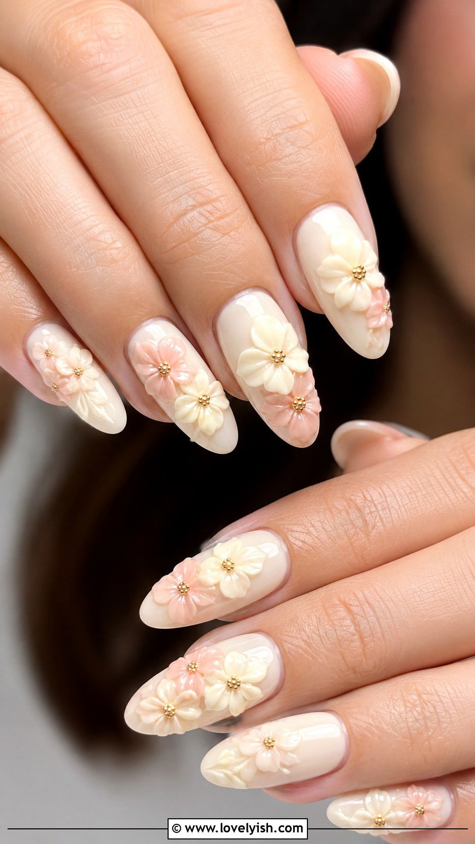 Vanilla Nails with 3D Florals - 50 vanilla girl nails - 50 vanilla girl nails