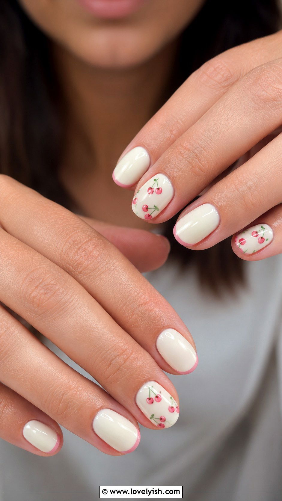 Vanilla Nails with Cherry Accents - 50 vanilla girl nails - 50 vanilla girl nails