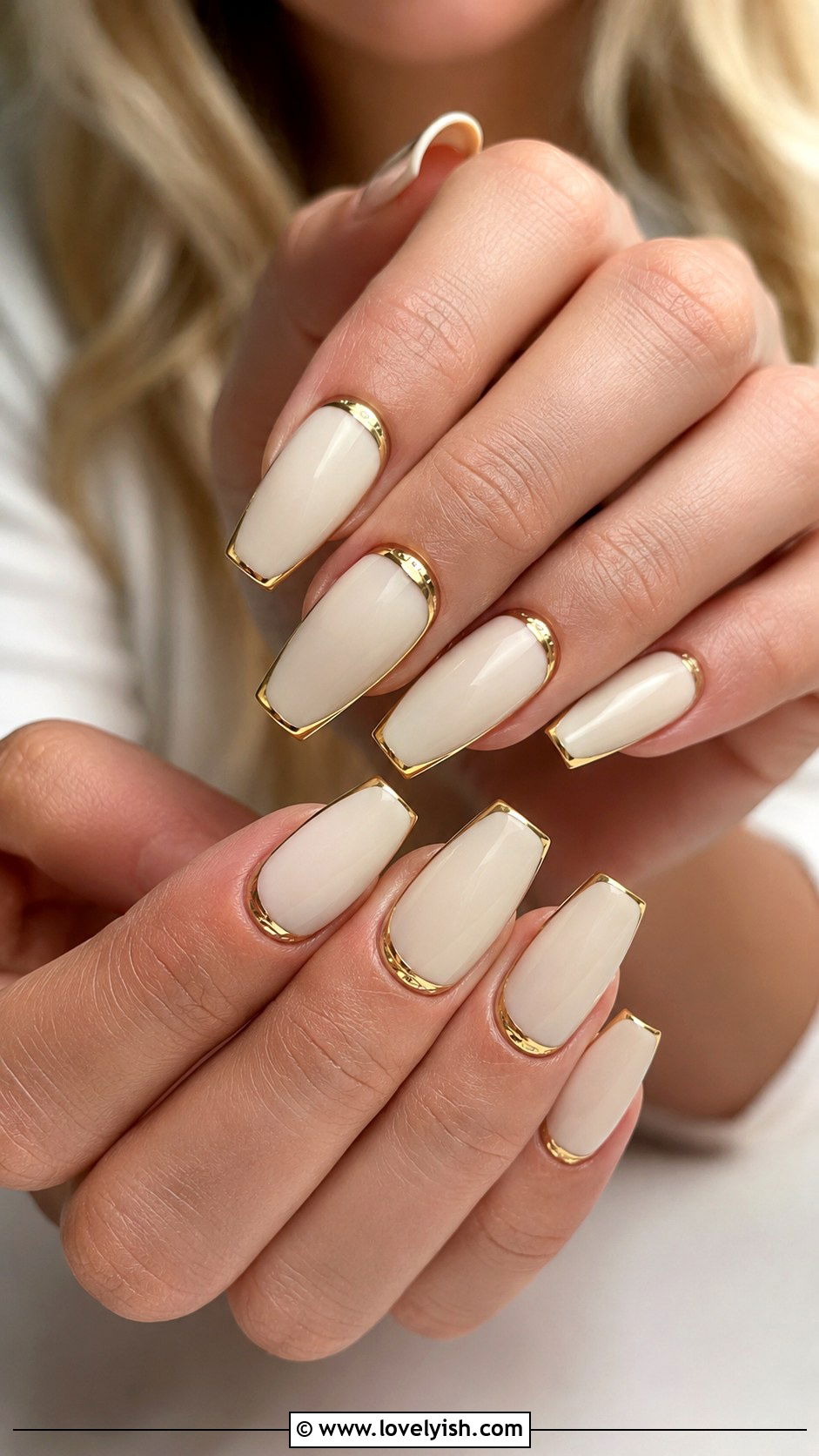 Vanilla Nails with Gold Accents - 50 vanilla girl nails - 50 vanilla girl nails