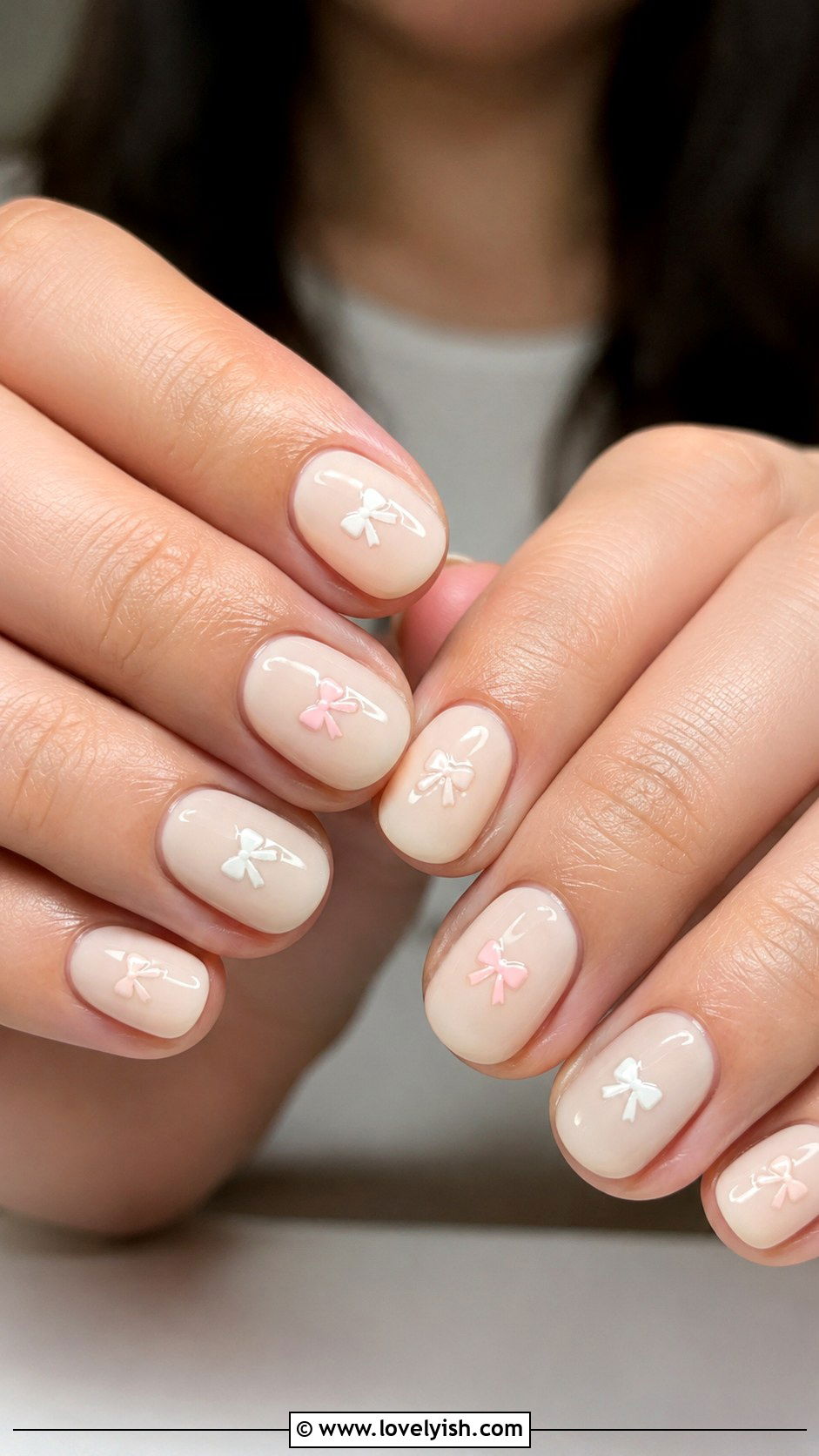 Vanilla Nails with Tiny Bow Stickers - 50 vanilla girl nails - 50 vanilla girl nails