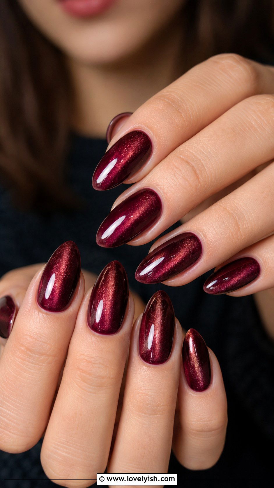 Velvet Burgundy Almond Nails - 50 almond nails - 50 almond nails