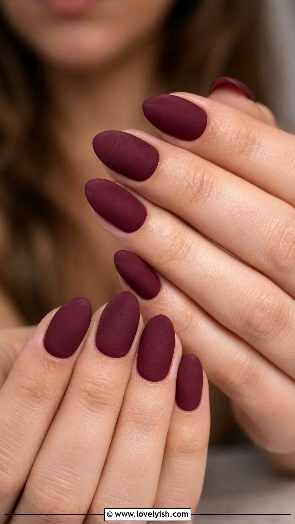 Velvet Burgundy Matte Nails - 37 nails art ideas - 37 nails art ideas