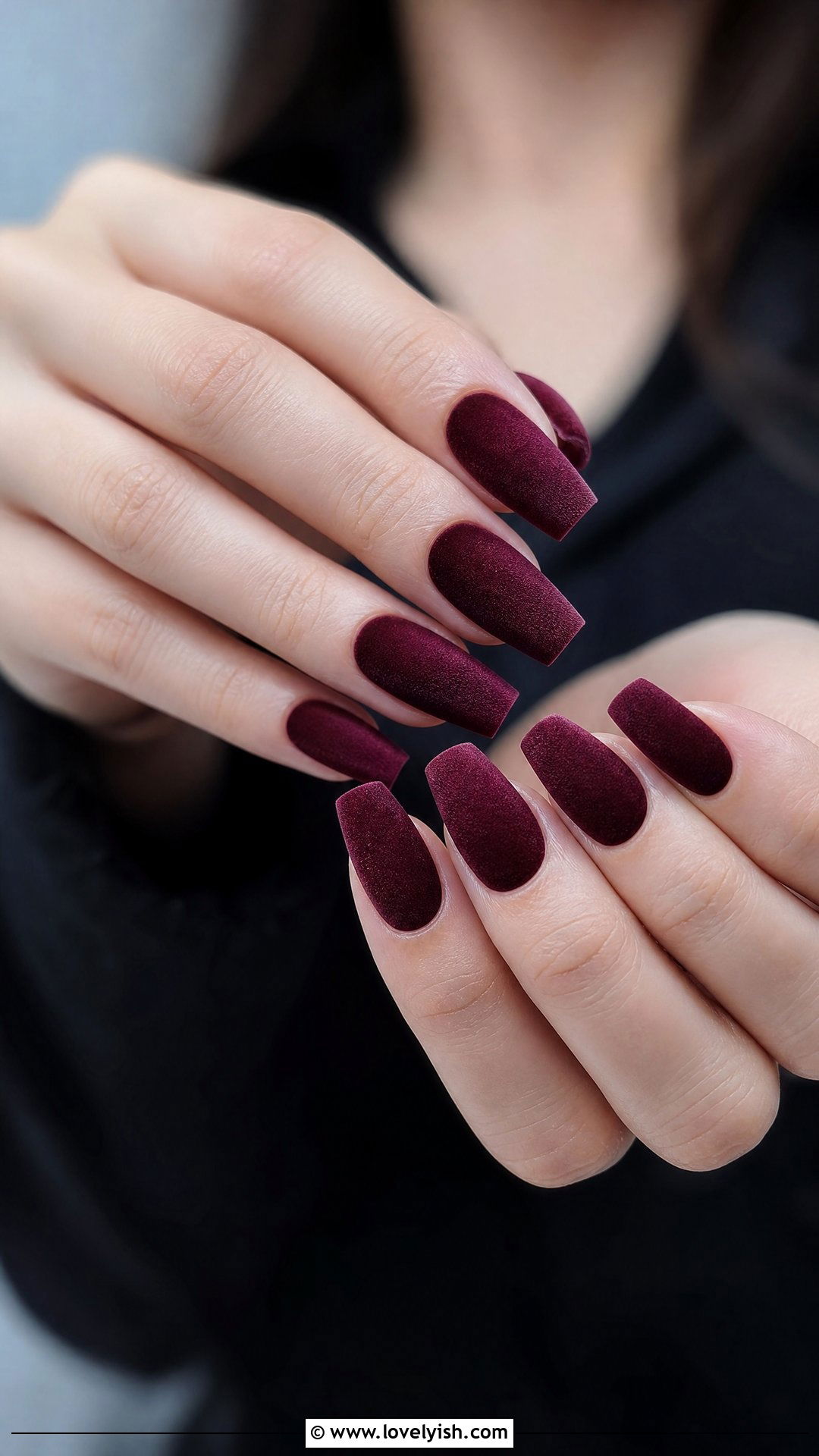 Velvet Burgundy Short Coffin Nails - 25 short coffin nails designs - 25 short coffin nails designs