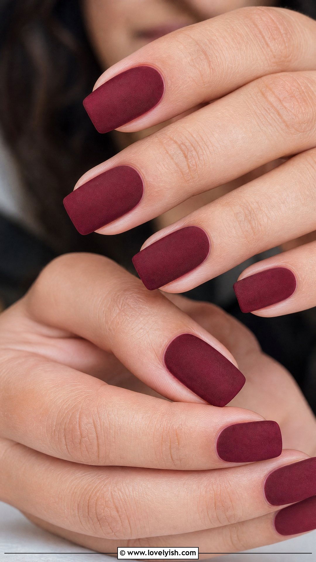 Velvet Burgundy Squoval Nails - 50 squoval nails - 50 squoval nails