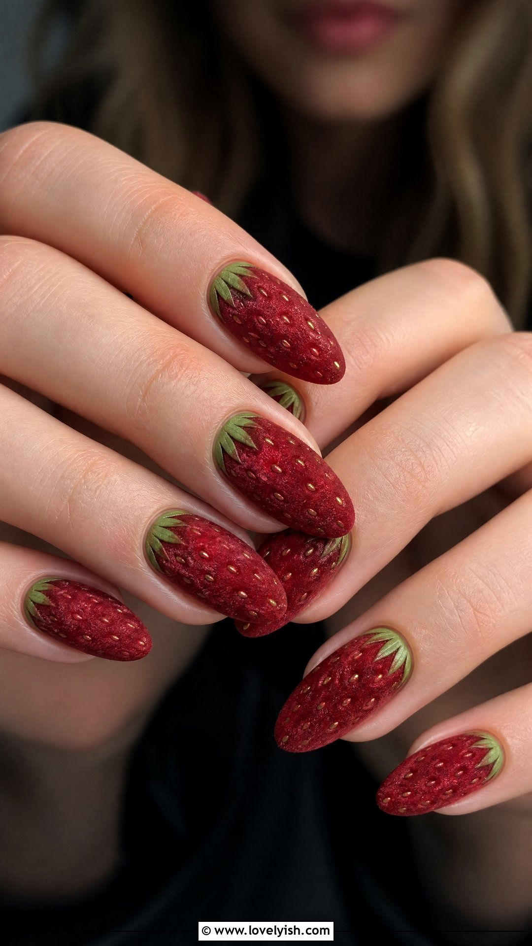 Velvet Red Strawberry Nails - 50 strawberry nails - 50 strawberry nails