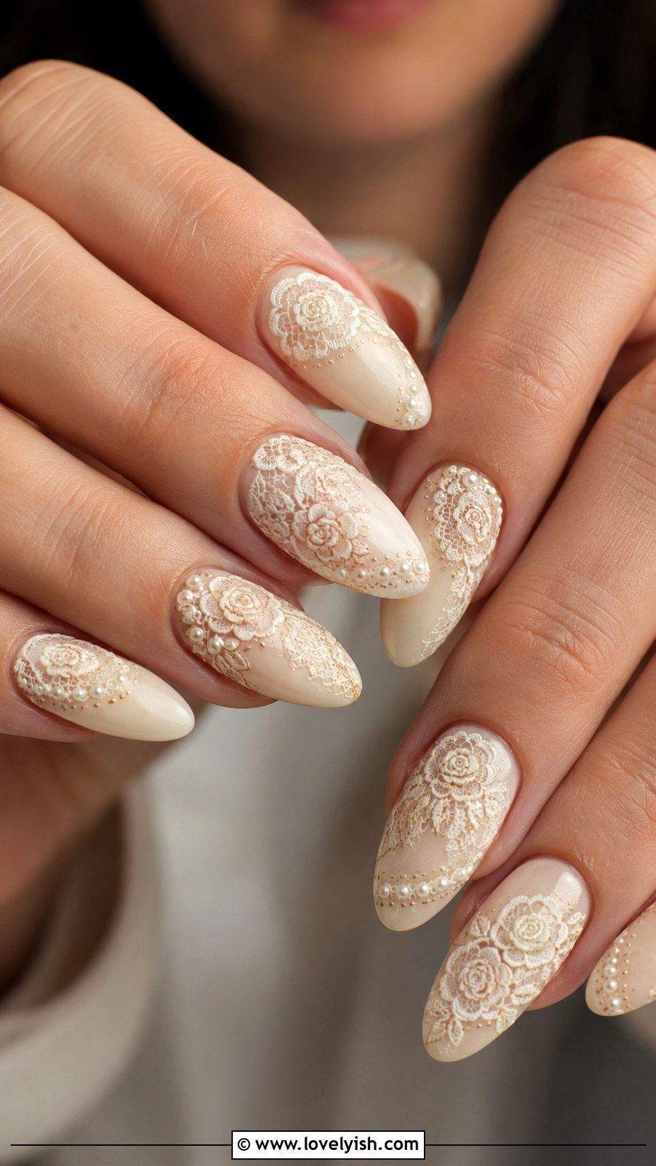 Vintage Lace Ivory Nails - 50 luxury nails - 50 luxury nails