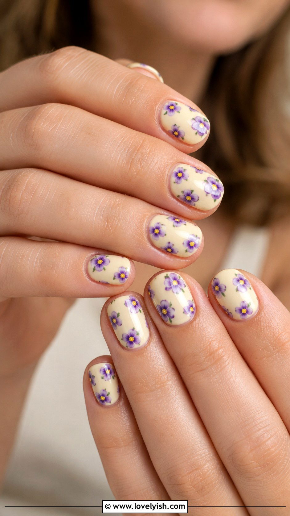 Violet Floral Nails - 38 flower nail art ideas - 38 flower nail art ideas