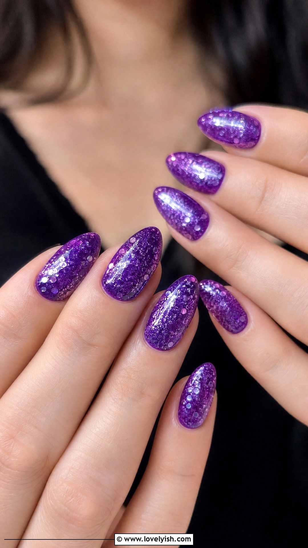 Violet Glitter Nails - 42 purple nail designs - 42 purple nail designs
