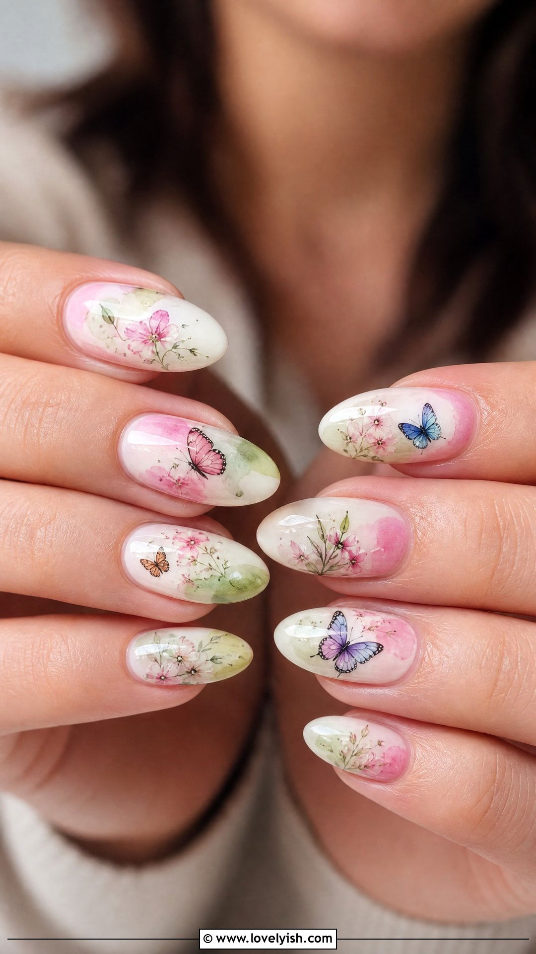 Watercolor Butterfly Garden Nails - 50 butterfly nails - 50 butterfly nails