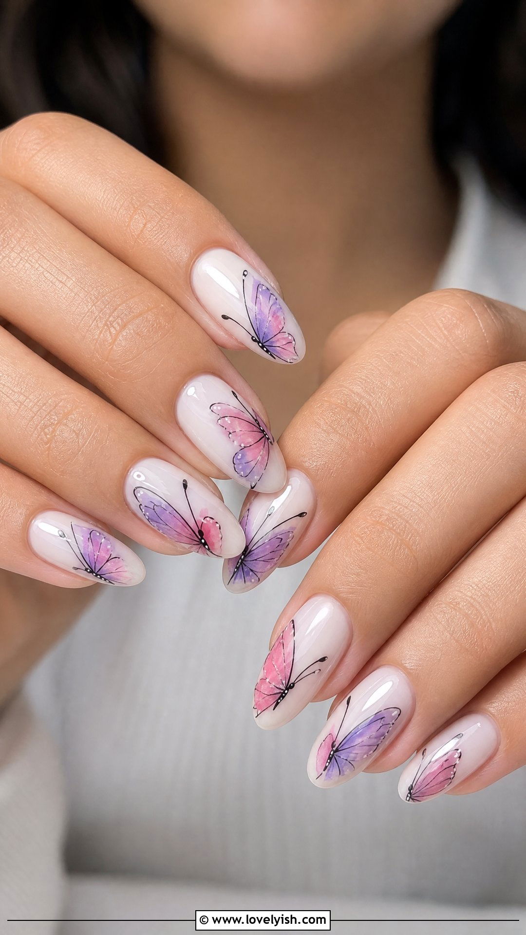 Watercolor Butterfly Nails - 25 butterfly nail design ideas - 25 butterfly nail design ideas