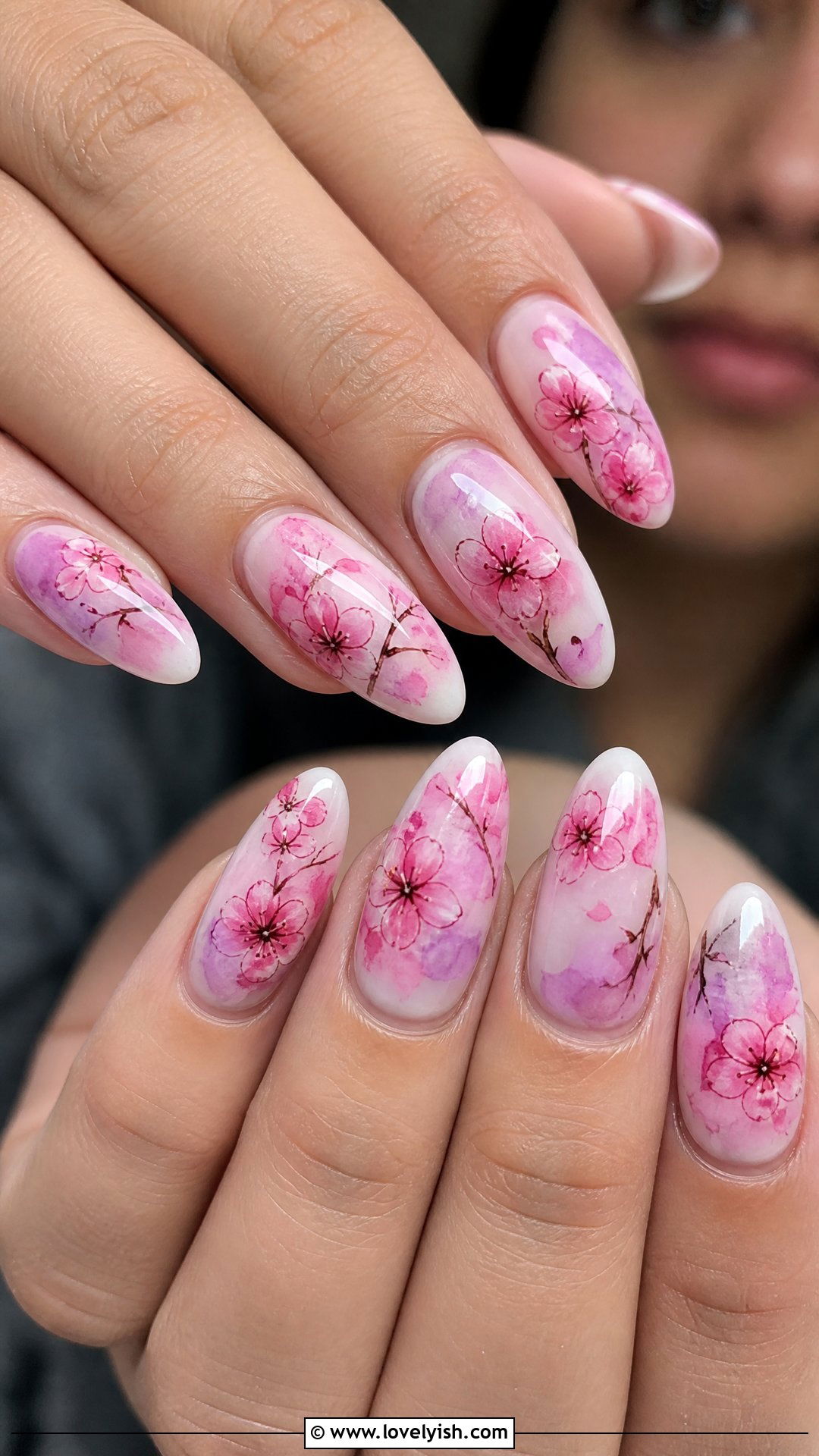 Watercolor Cherry Blossom Nails - 50 cherry blossom nails - 50 cherry blossom nails