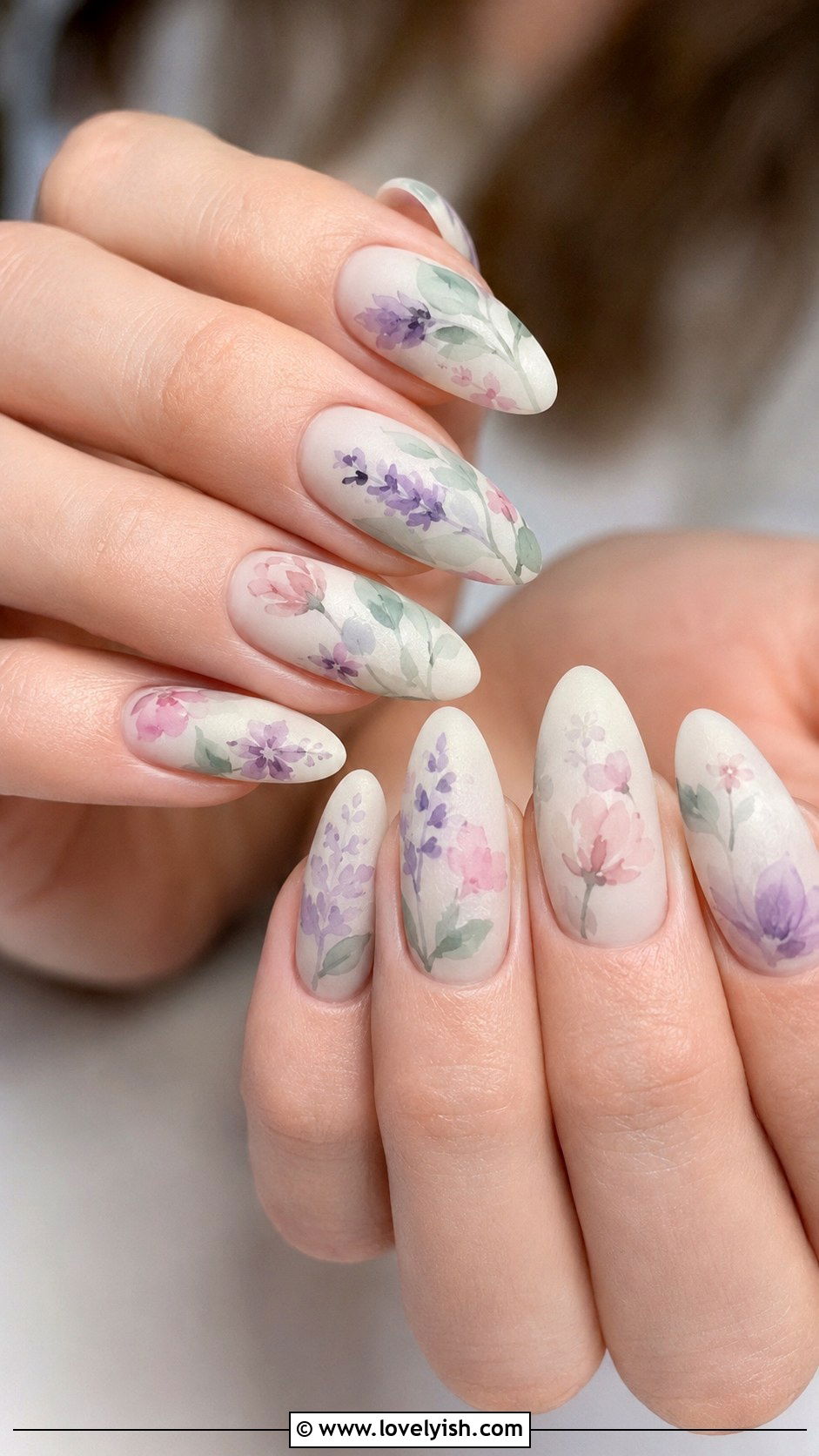 Watercolor Floral Easter Nails - 44 easter nail designs - 44 easter nail designs