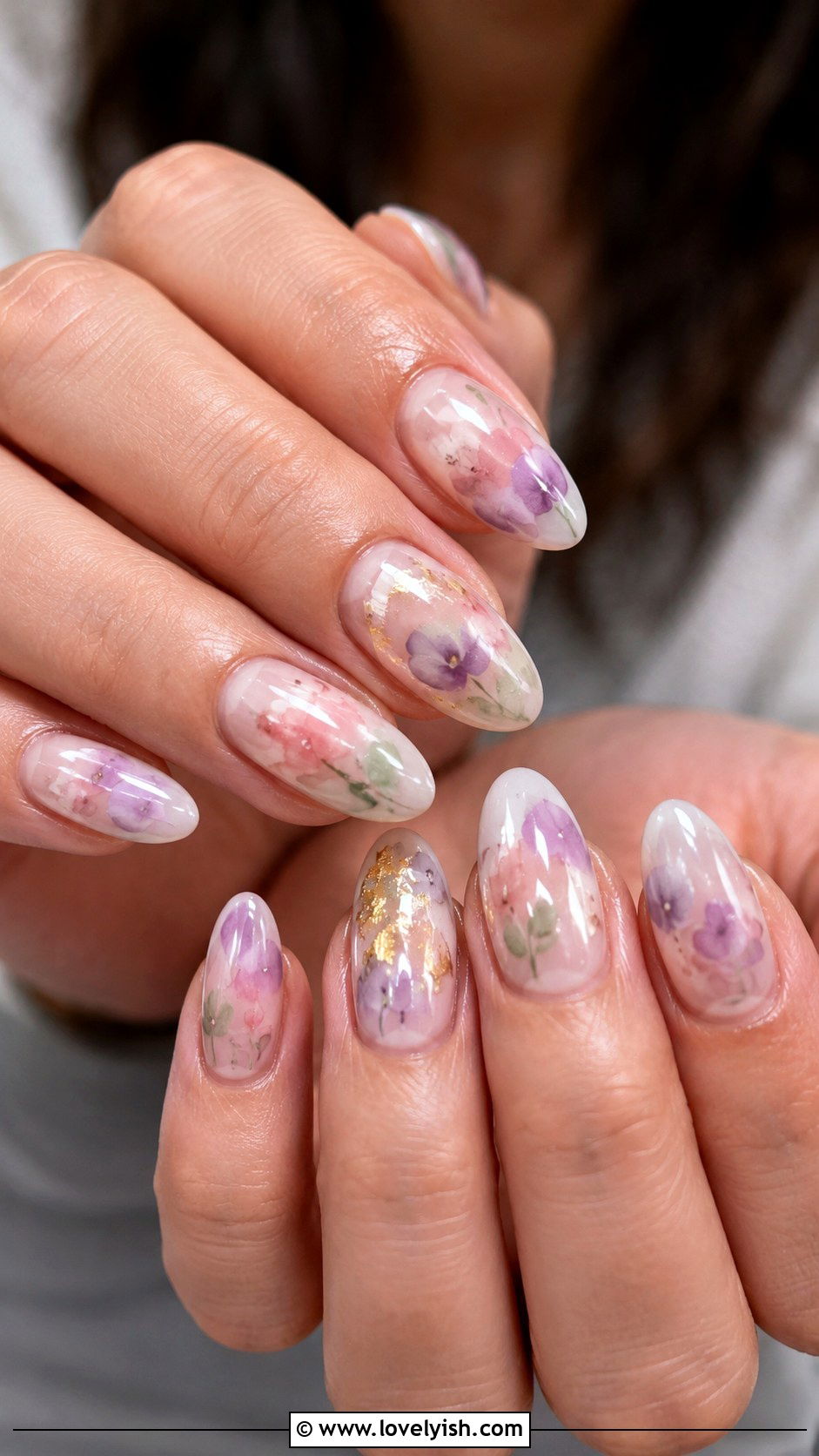 Watercolor Floral Easter Nails - 31 easter nail designs 2026 - 31 easter nail designs 2026