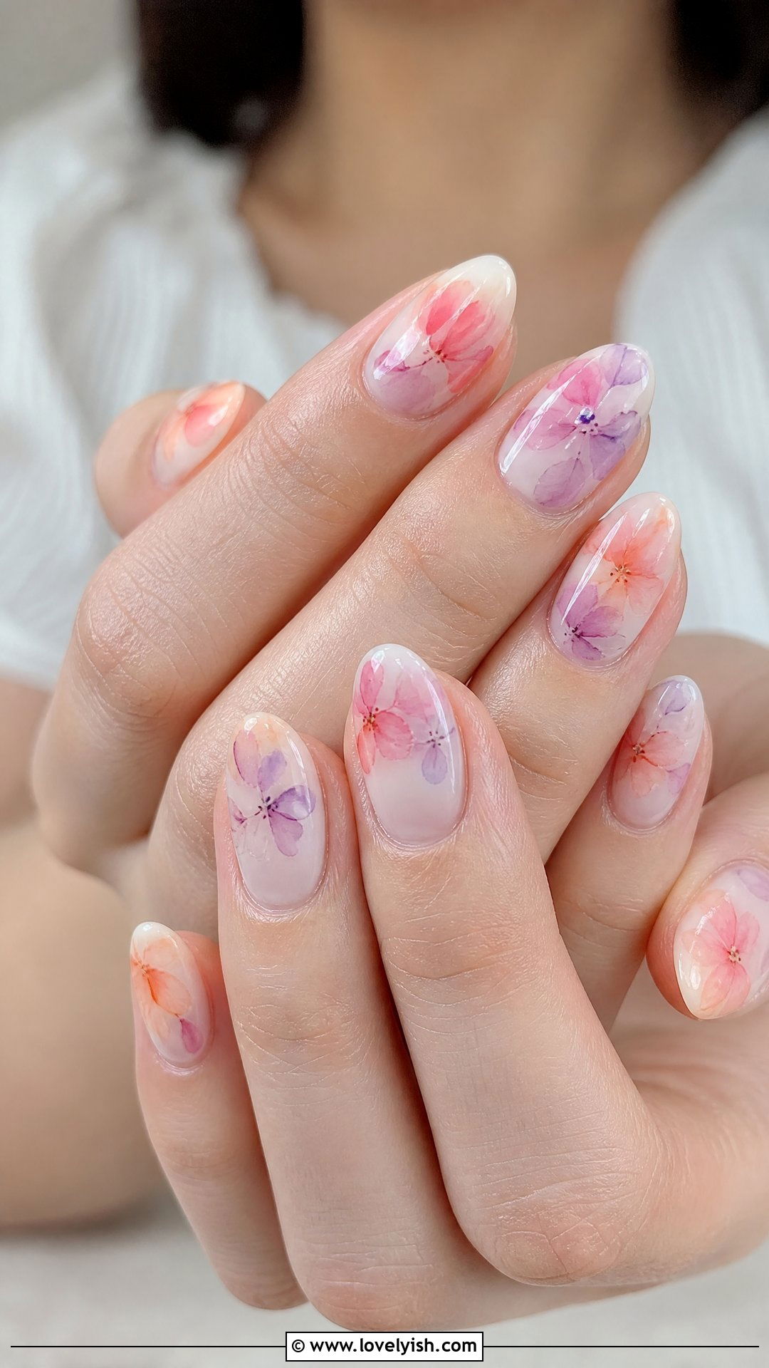 Watercolor Floral Nails - 50 cute spring nail designs - 50 cute spring nail designs