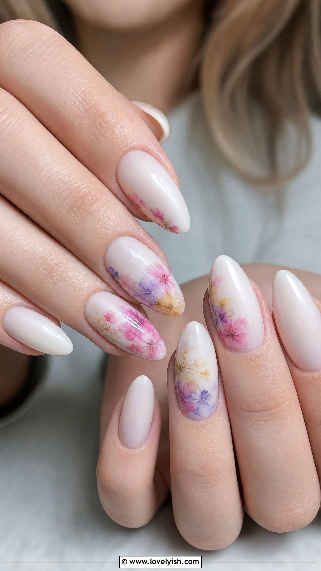 Watercolor Floral Nails - 50 mothers day nail designs - 50 mothers day nail designs
