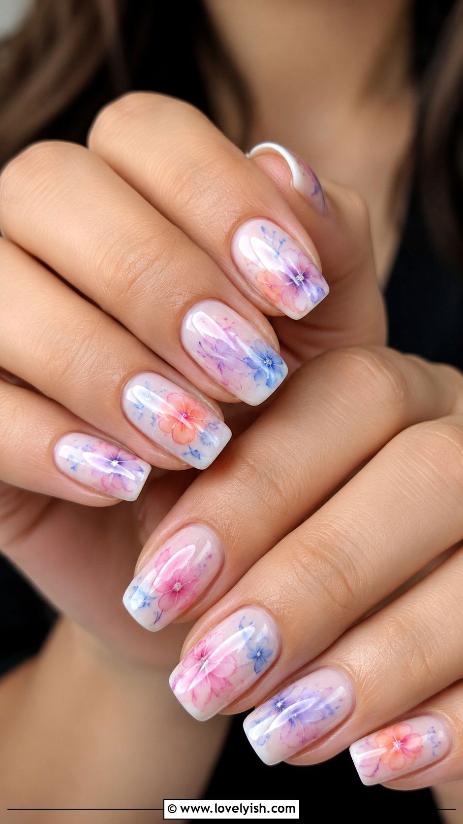 Watercolor Floral Nails - 31 flower nail design ideas - 31 flower nail design ideas