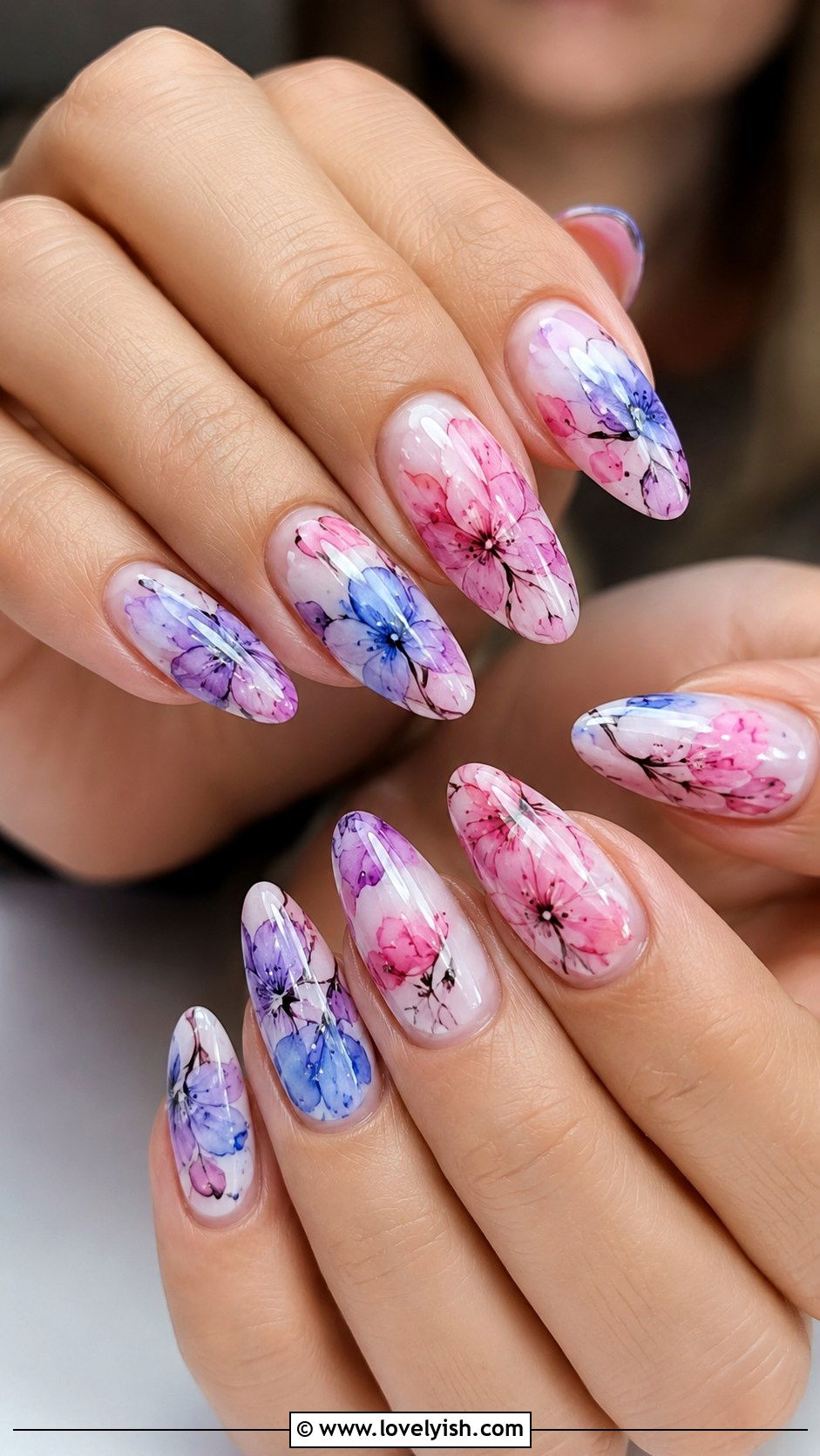 Watercolor Floral Nails - 38 flower nail art ideas - 38 flower nail art ideas