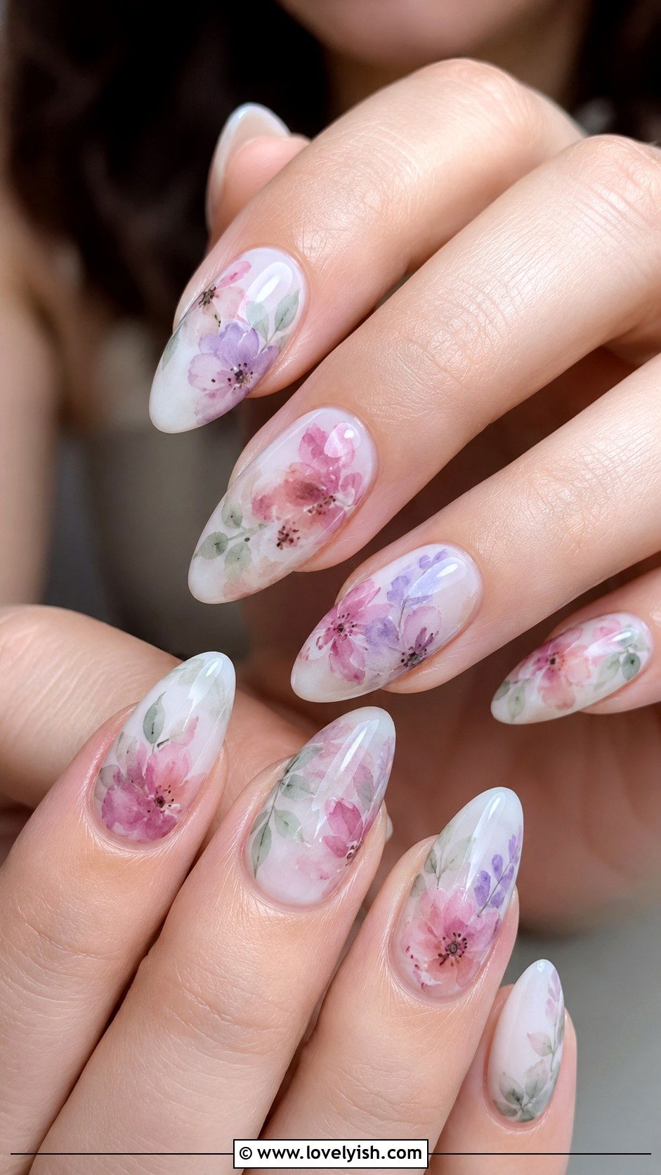 Watercolor Floral Nails - 25 floral nail designs - 25 floral nail designs