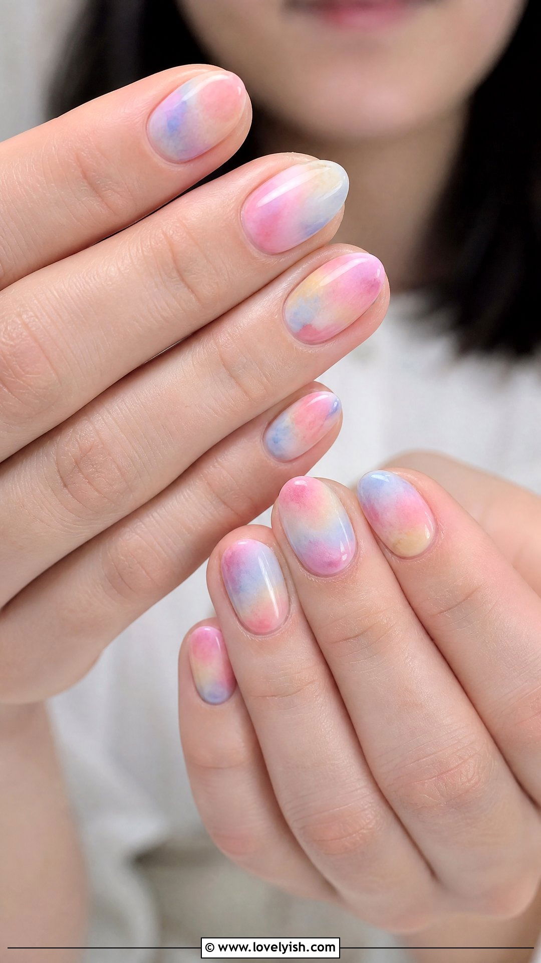 Watercolor Pastel Short Almond Nails - 50 short almond nails - 50 short almond nails