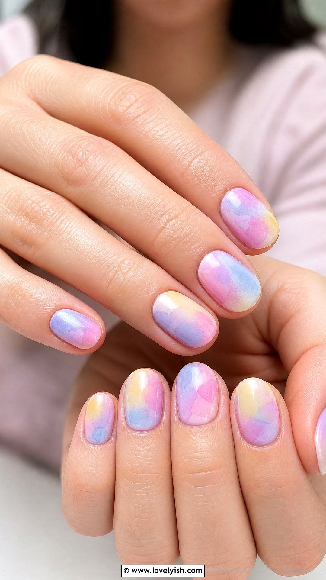 Watercolor Pastel Short Oval Nails - 50 short oval nails - 50 short oval nails