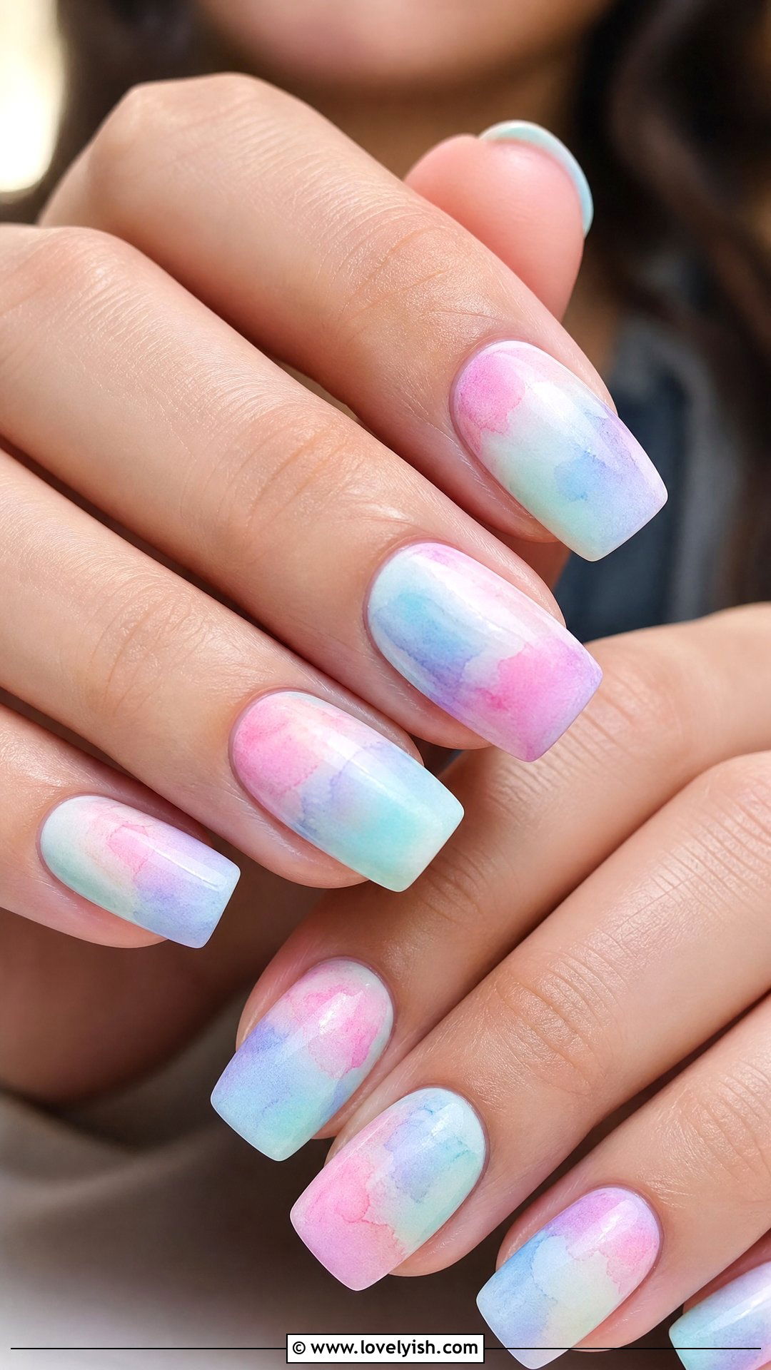 Watercolor Pastel Square Nails - 50 square nails - 50 square nails