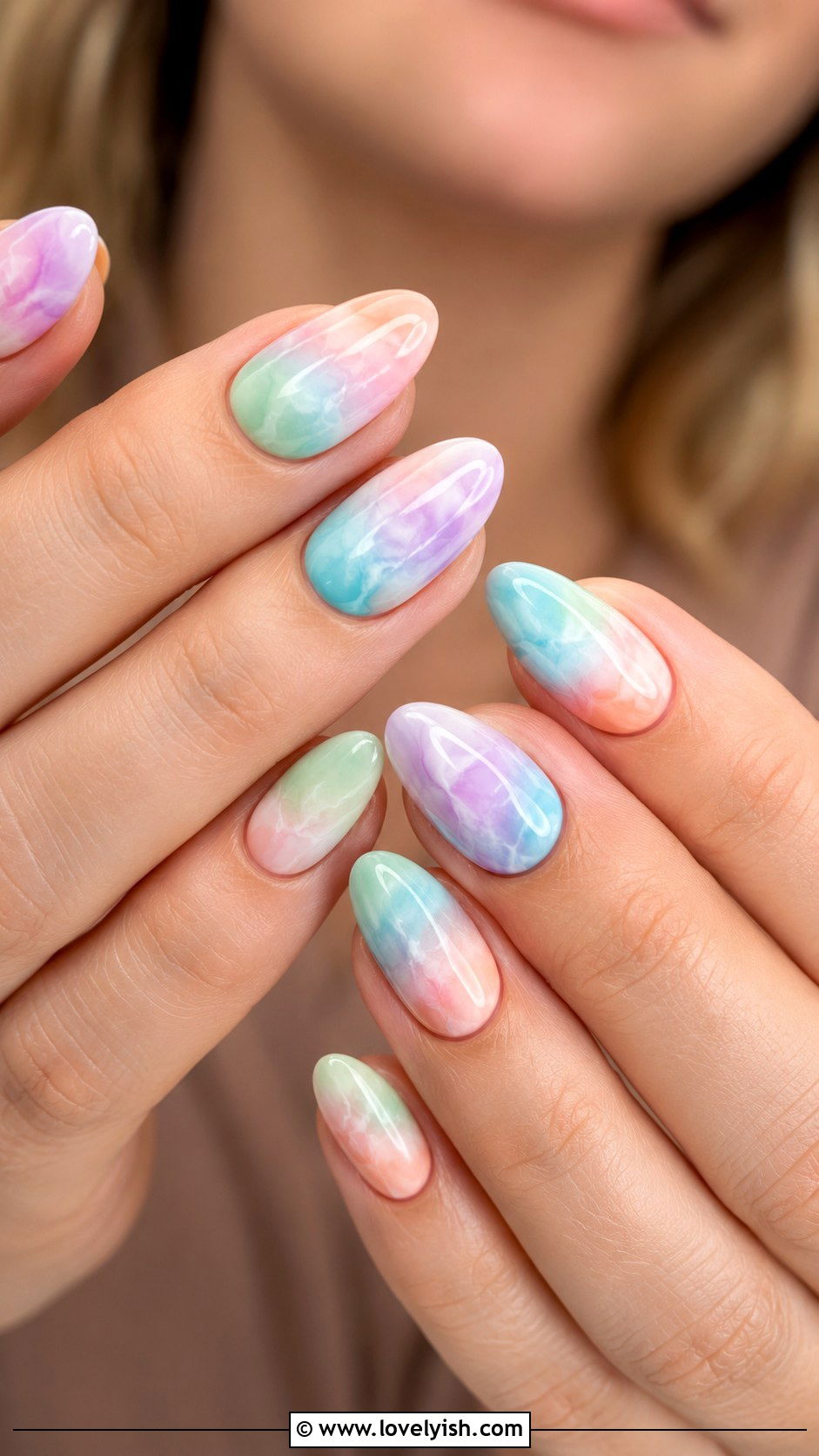 Watercolor Pastel Swirl Nails - 34 nail design art ideas - 34 nail design art ideas