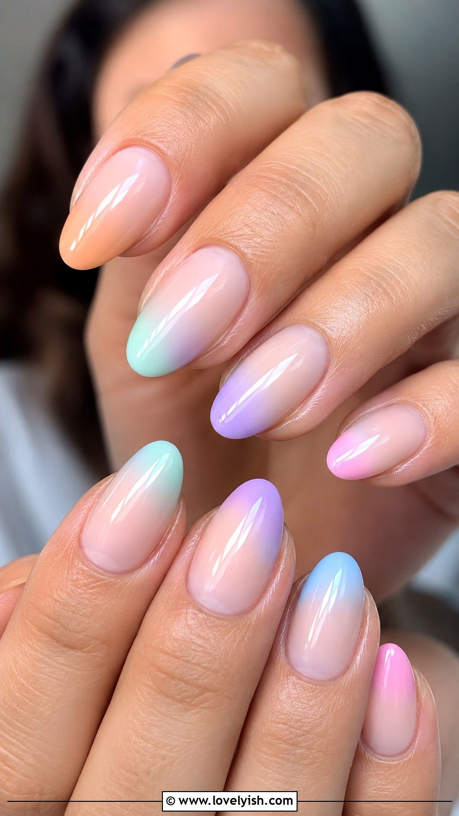 Watercolor Pink Ombre French Tip Nails - 50 ombre french nails - 50 ombre french nails