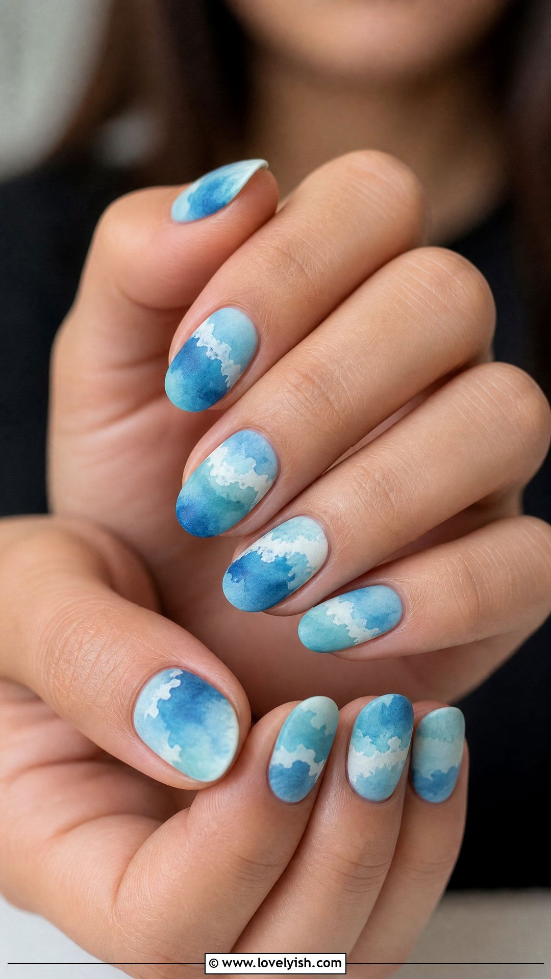 Watercolor Wave Nails - 25 beach nail ideas - 25 beach nail ideas
