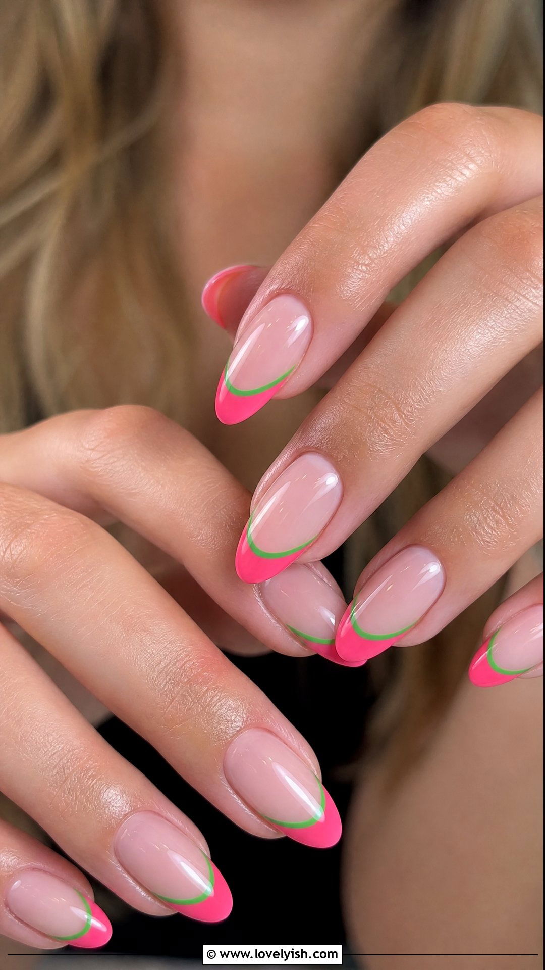 Watermelon French Tip Nails - 50 colored french tip nails - 50 colored french tip nails