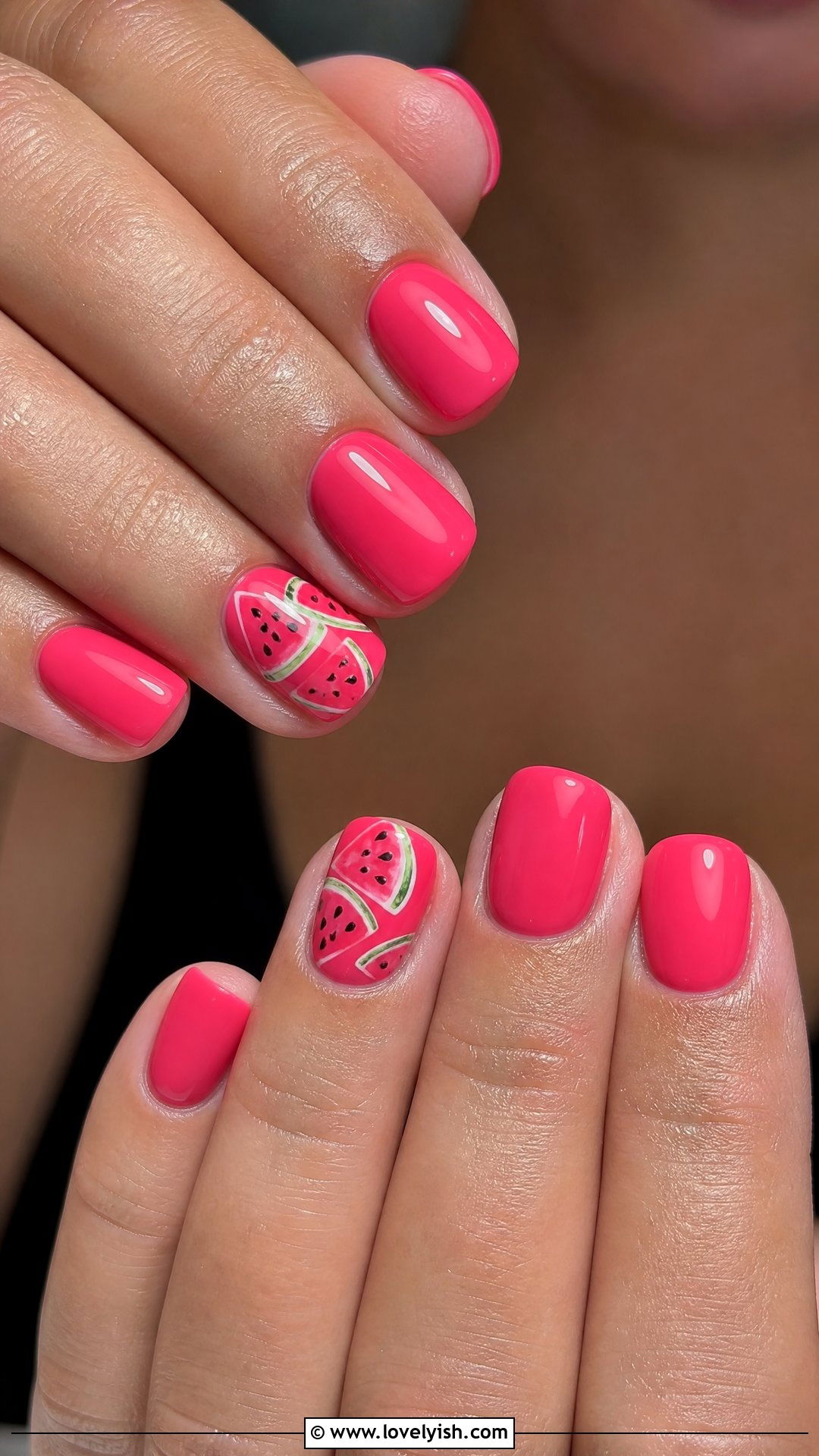 Watermelon Pink Fruit Nails - 40 nail design template - 40 nail design template